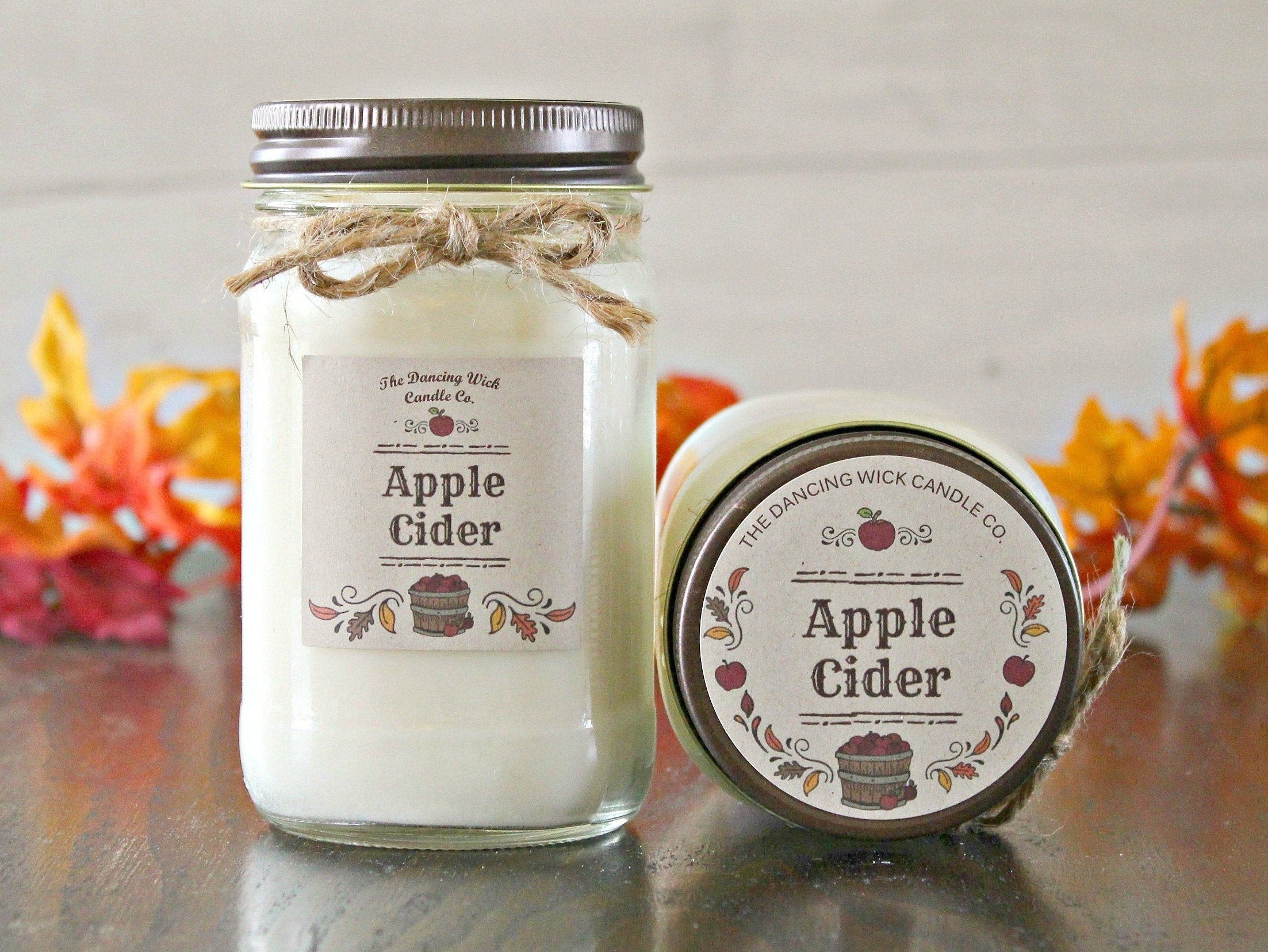 Apple Cider Candle / Pure Soy / Fall Candle / Apple Candle / Autumn Candle / Handpoured / Mason Jar Candle / Scent Soy Candle