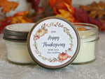 Thanksgiving Candle Favor / Happy Thanksgiving / Thanksgiving Table / Fall Candle / Hostess Gift / Personalized 4 oz. Candle Favors