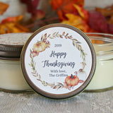 Thanksgiving Candle Favor / Happy Thanksgiving / Thanksgiving Table / Fall Candle / Hostess Gift / Personalized 4 oz. Candle Favors