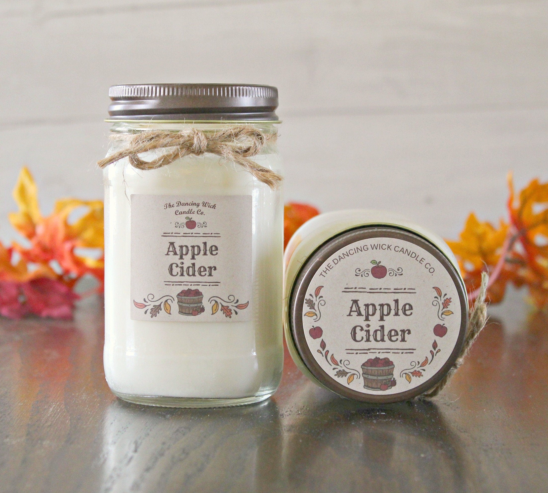 Apple Cider Candle / Pure Soy / Fall Candle / Apple Candle / Autumn Candle / Handpoured / Mason Jar Candle / Scent Soy Candle