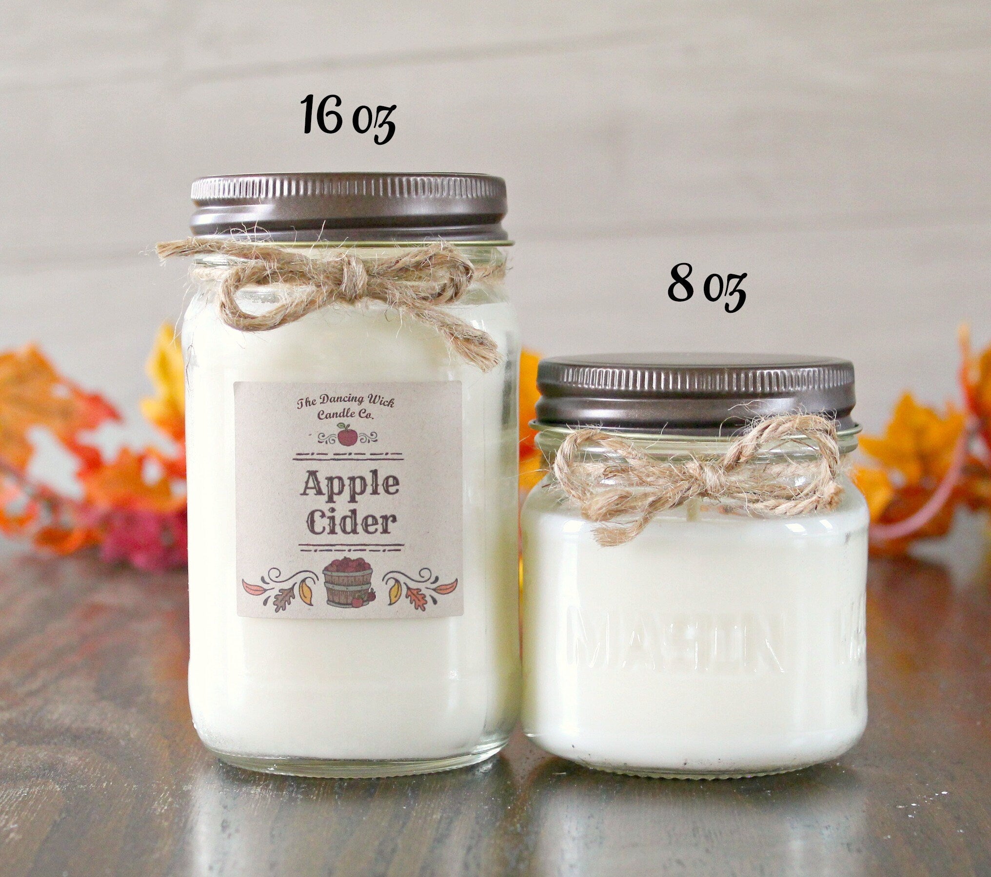 Apple Cider Candle / Pure Soy / Fall Candle / Apple Candle / Autumn Candle / Handpoured / Mason Jar Candle / Scent Soy Candle