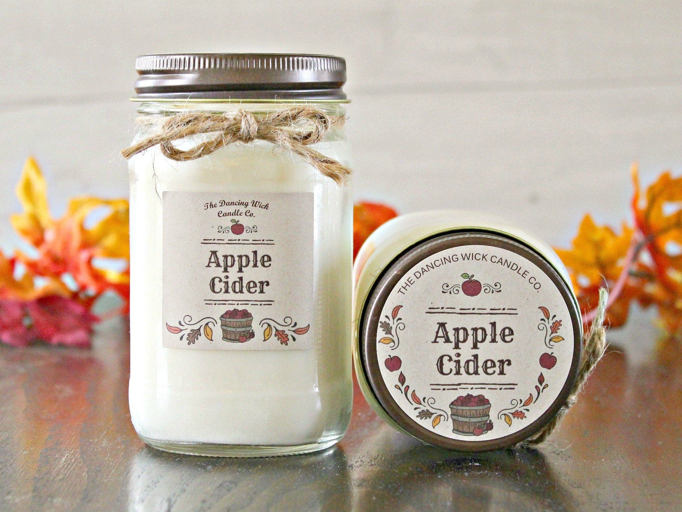 Apple Cider Candle / Pure Soy / Fall Candle / Apple Candle / Autumn Candle / Handpoured / Mason Jar Candle / Scent Soy Candle