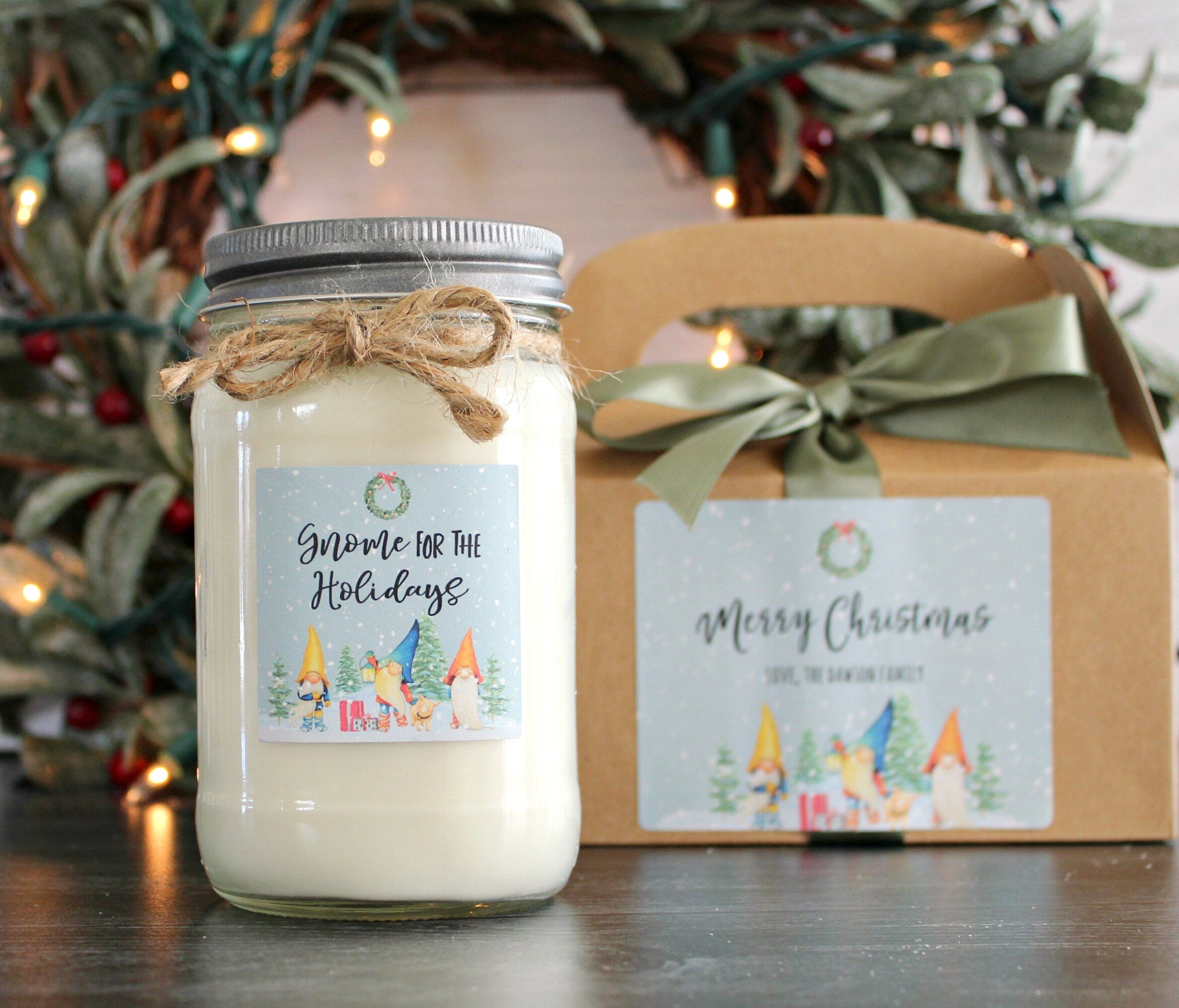 Gnome Christmas Candle / Holiday Gift Candle / Personalized Christmas Gift / Personalized Holiday Gift / Christmas Gift / Send Holiday Gift