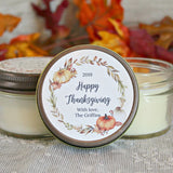 Thanksgiving Candle Favor / Happy Thanksgiving / Thanksgiving Table / Fall Candle / Hostess Gift / Personalized 4 oz. Candle Favors