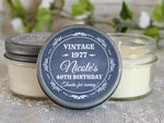 Adult Birthday Party Favor / Personalied 4 oz candle favors / 40th Birthday / 50th Birthday / 30th Birthday / Custom Party Favor / Vintage