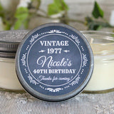 Adult Birthday Party Favor / Personalied 4 oz candle favors / 40th Birthday / 50th Birthday / 30th Birthday / Custom Party Favor / Vintage