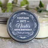 Adult Birthday Party Favor / Personalied 4 oz candle favors / 40th Birthday / 50th Birthday / 30th Birthday / Custom Party Favor / Vintage