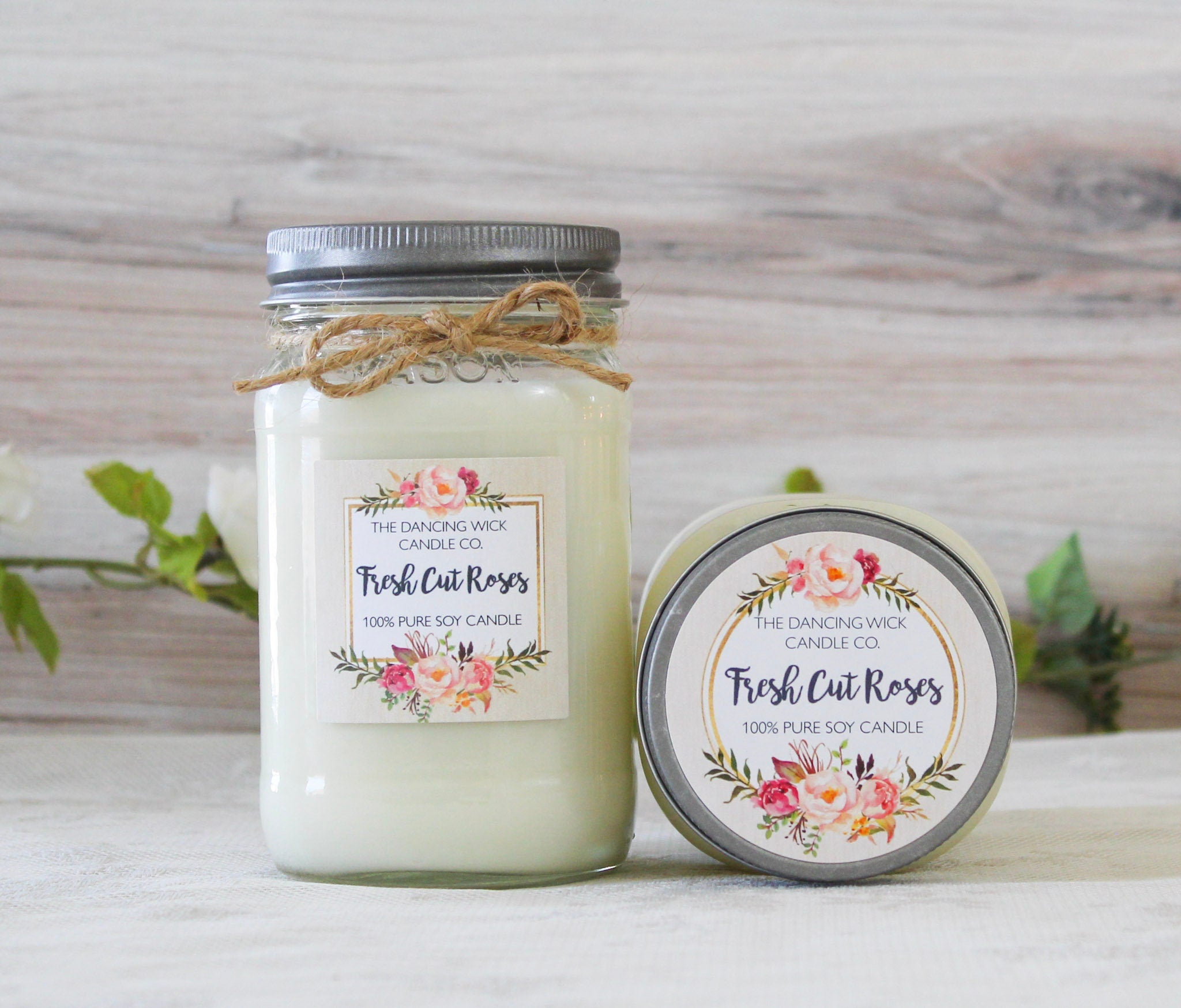 Fresh Cut Roses Soy Wax Candle / Scented Candle / Container Candle / 8 oz soy candle / 16 oz soy candle / Mason Jar Candle /