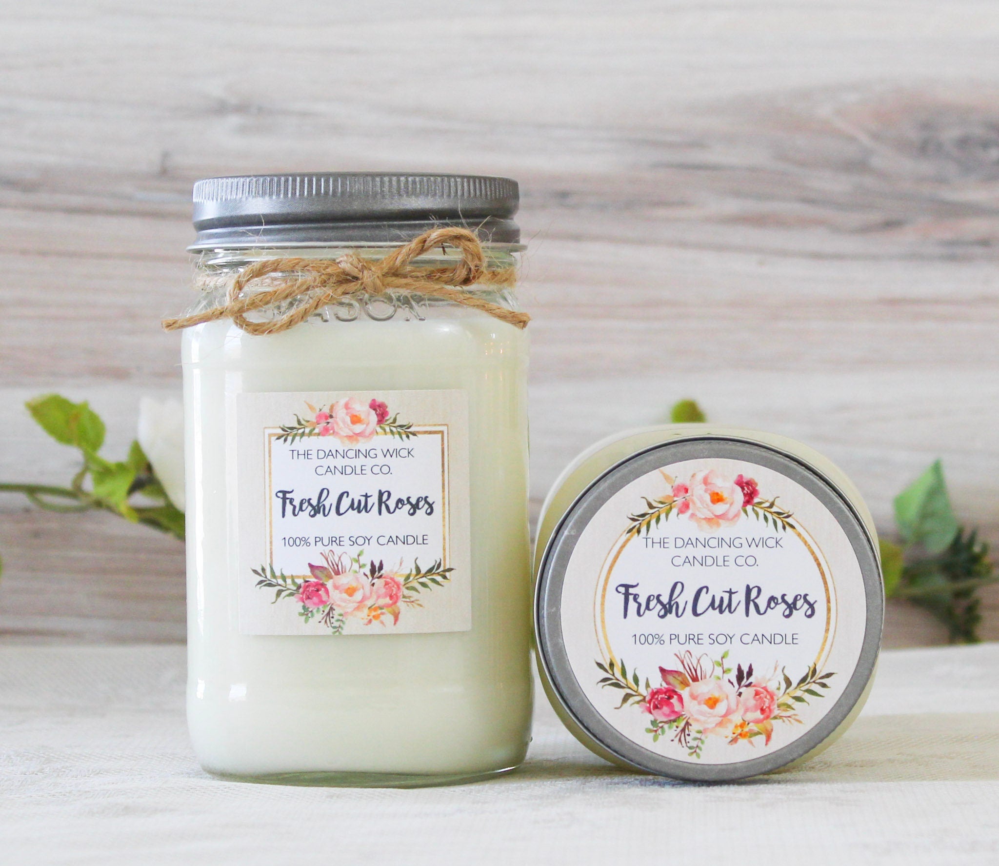 Fresh Cut Roses Soy Wax Candle / Scented Candle / Container Candle / 8 oz soy candle / 16 oz soy candle / Mason Jar Candle /