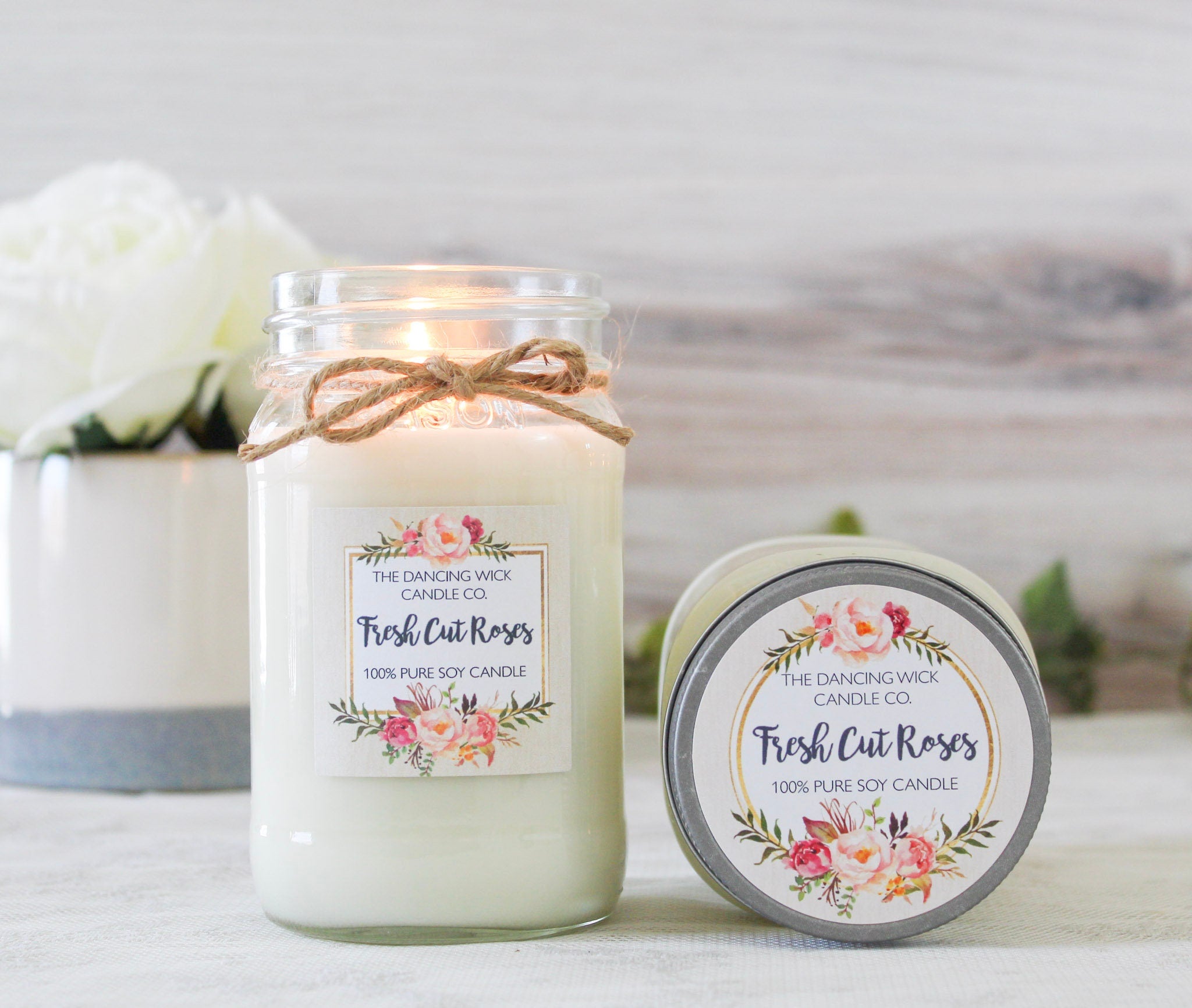 Fresh Cut Roses Soy Wax Candle / Scented Candle / Container Candle / 8 oz soy candle / 16 oz soy candle / Mason Jar Candle /