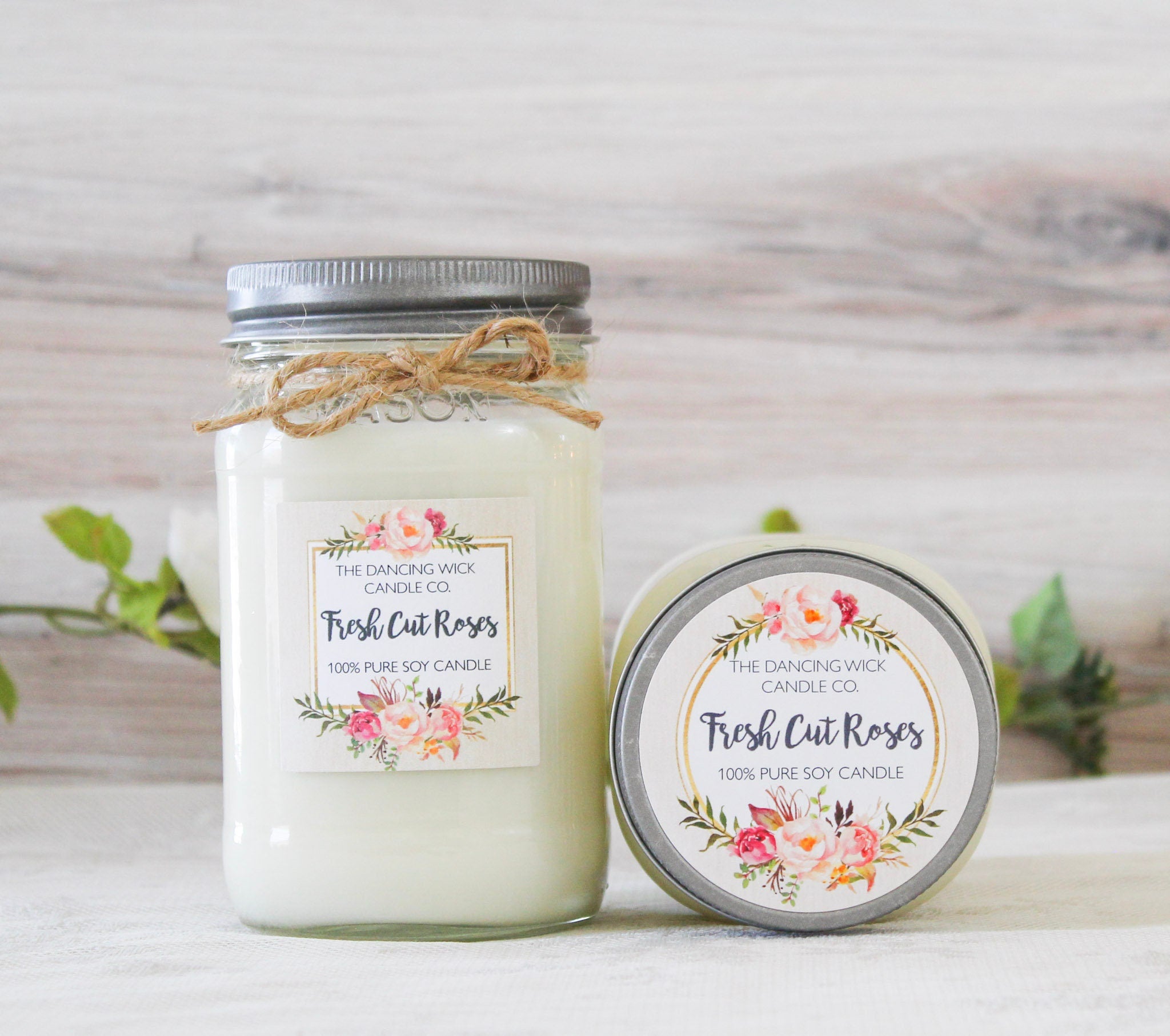Fresh Cut Roses Soy Wax Candle / Scented Candle / Container Candle / 8 oz soy candle / 16 oz soy candle / Mason Jar Candle /