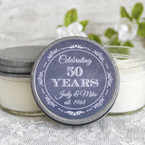 50th Anniversary Party Favors / Personalized 4oz candle favors / Anniversary Gift for Parents / Anniversary Gifts /Favors for Guests in Bulk