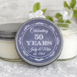 50th Anniversary Party Favors / Personalized 4oz candle favors / Anniversary Gift for Parents / Anniversary Gifts /Favors for Guests in Bulk