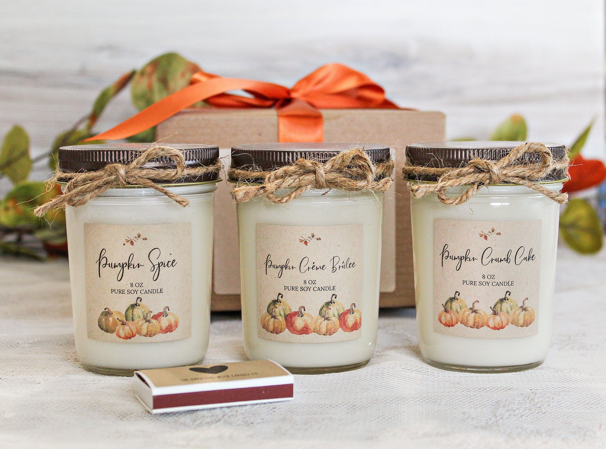 Pumpkin Candles / Fall Candle Set / Set of 3 Soy Candles / Pumpkin Spice Candle / Pumpkin Creme Brulee / Pumpkin Crumb Cake / Fall Gift
