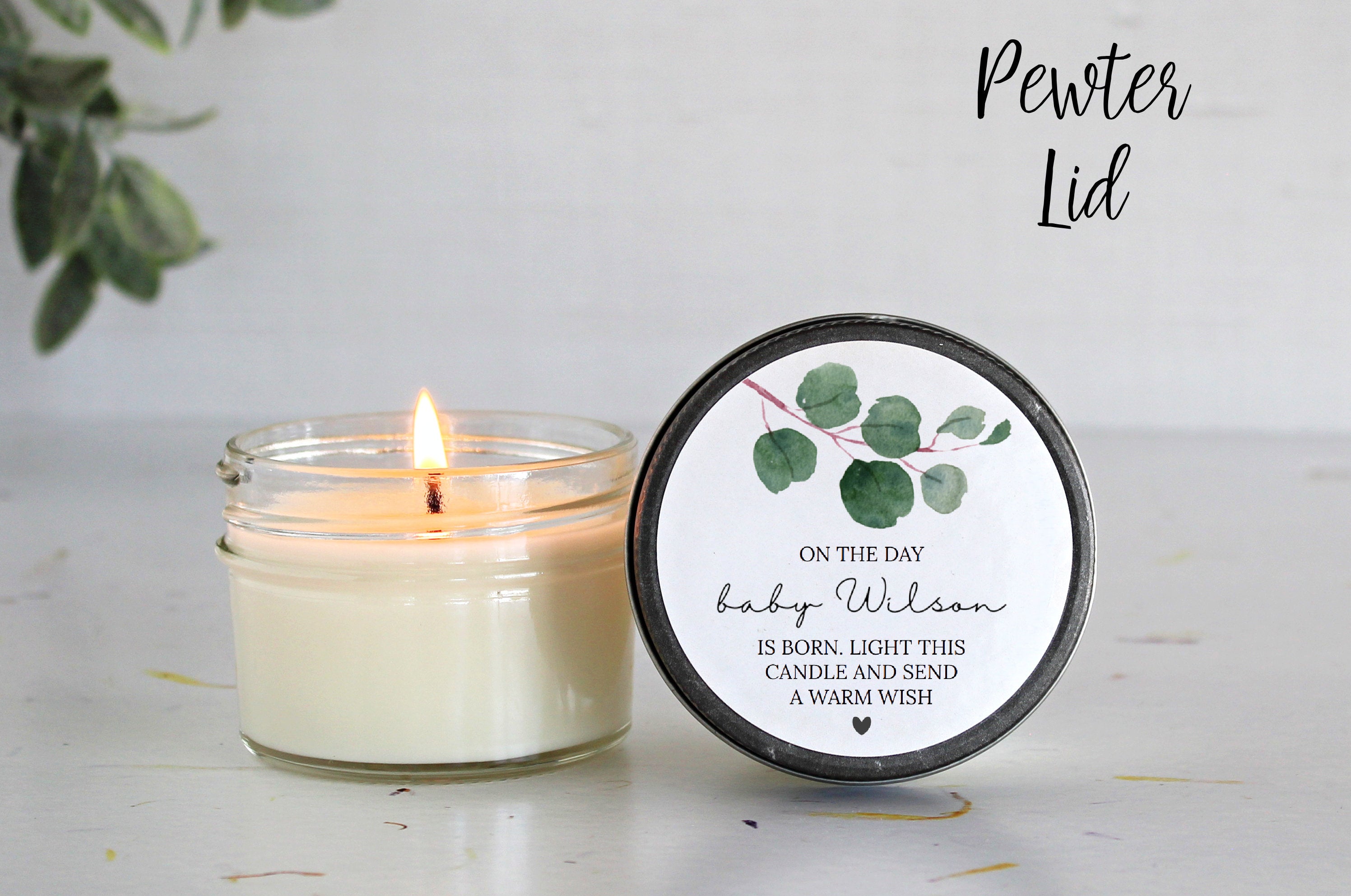 Greenery Baby Shower Poem Candle Favor / 4oz Candle Favors / Gender Neutral Baby Shower / Personalized Favor / Baby Shower Favors