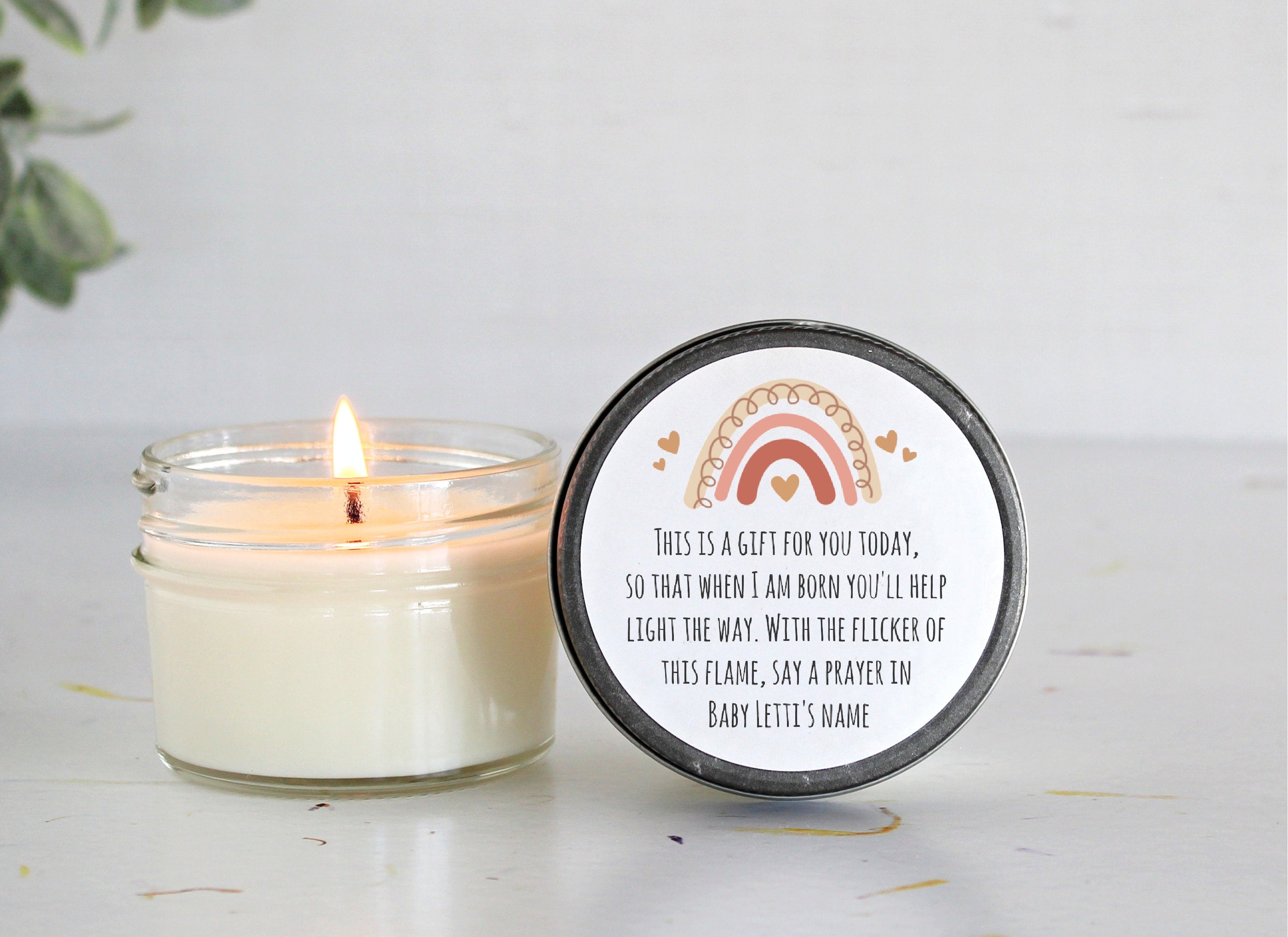 Boho Rainbow Baby Shower Favors / Prayer Candle Favors / Custom Baby Shower / for Guests / Gender Neutral / Baby Boy / Baby Girl / Soy