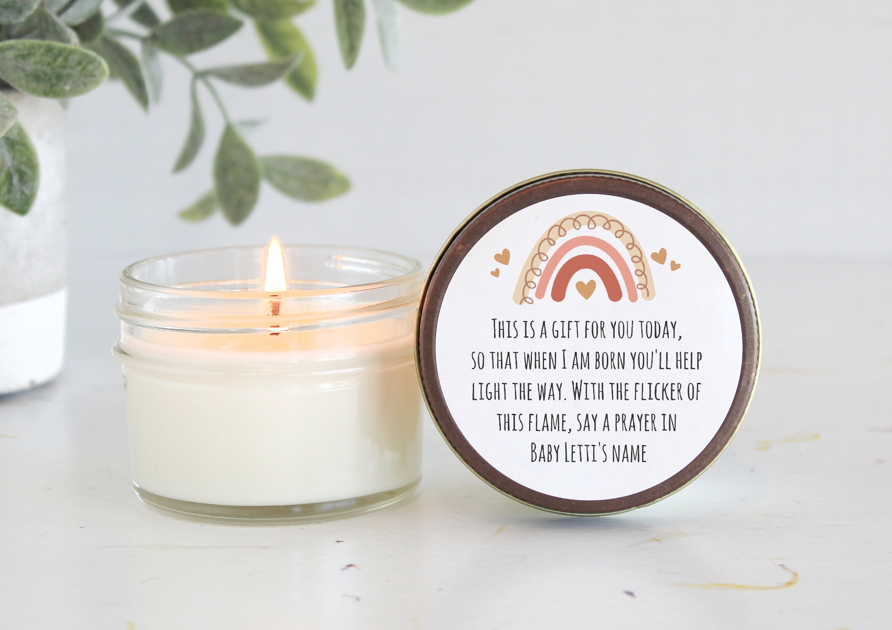 Boho Rainbow Baby Shower Favors / Prayer Candle Favors / Custom Baby Shower / for Guests / Gender Neutral / Baby Boy / Baby Girl / Soy