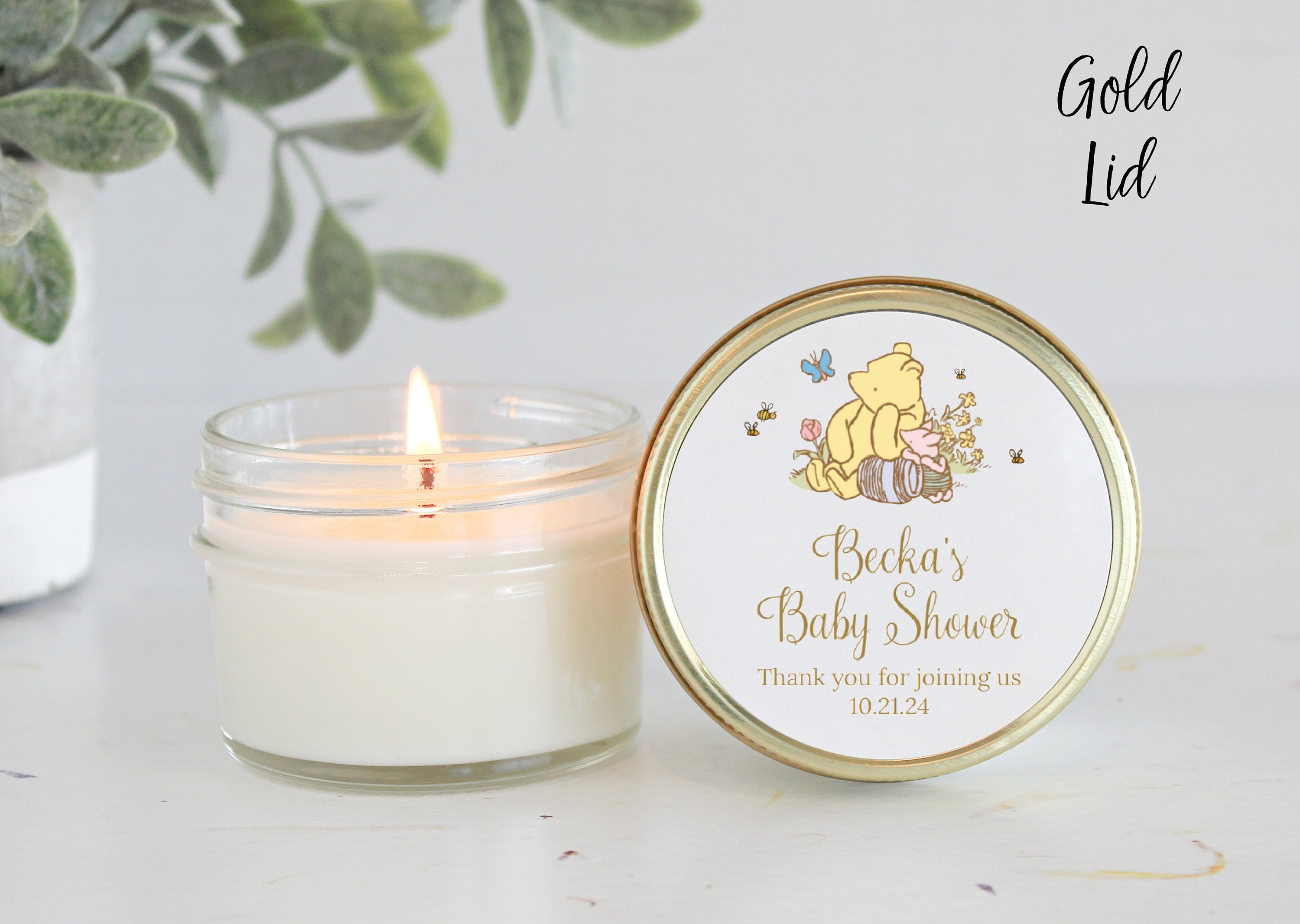 Baby Shower Favors / Classic Pooh / 4 oz Soy Candle Favor / Boy Baby Shower / Girl Baby Shower / Baby Shower Poem / Custom Party Favors