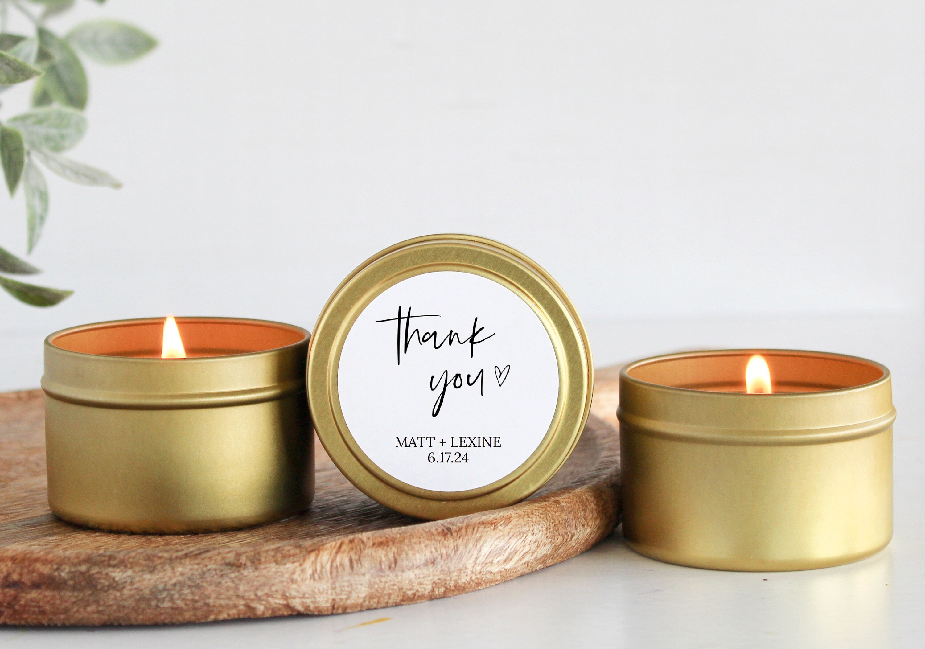 Minimalist Wedding Favors / Set of 10 BULK Candles for Guests / Custom Candle Gift / Wedding Favors Personalized / Gold Tin / Silver Tins