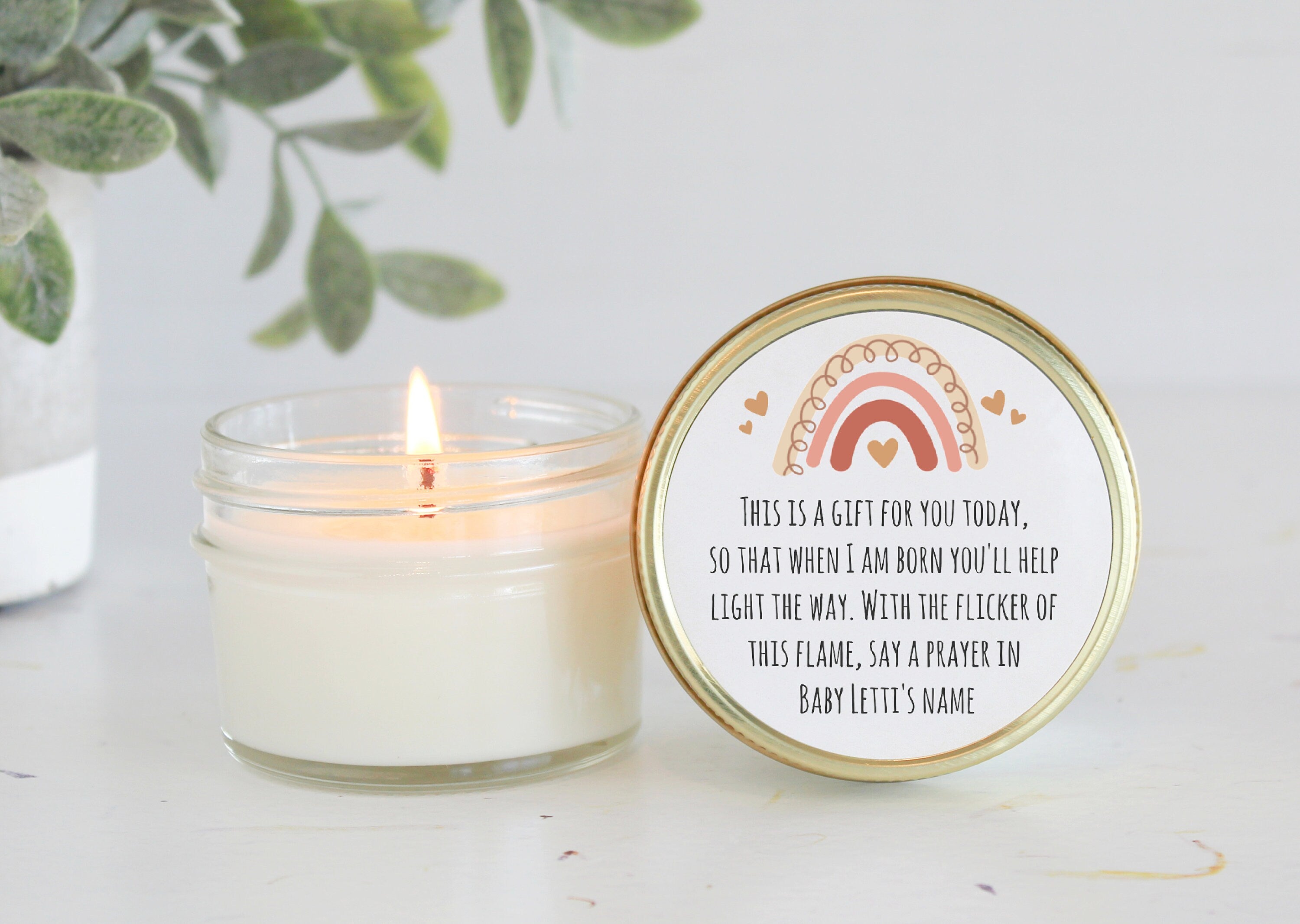 Boho Rainbow Baby Shower Favors / Prayer Candle Favors / Custom Baby Shower / for Guests / Gender Neutral / Baby Boy / Baby Girl / Soy