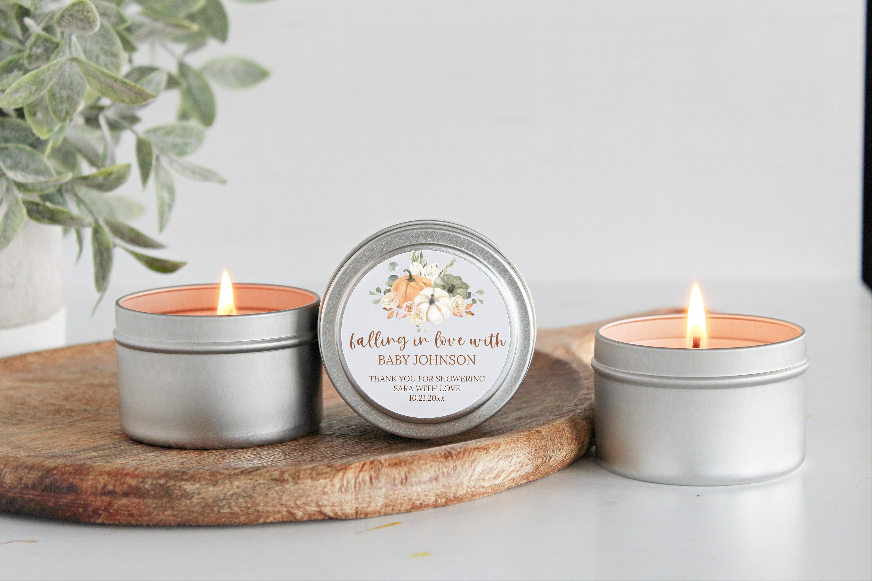 Pumpkin Baby Shower Favors / For Guests Bulk / Pumpkin Favors / Falling in love with baby / Baby Boy / Baby Girl / Gender Neutral / Gold Tin