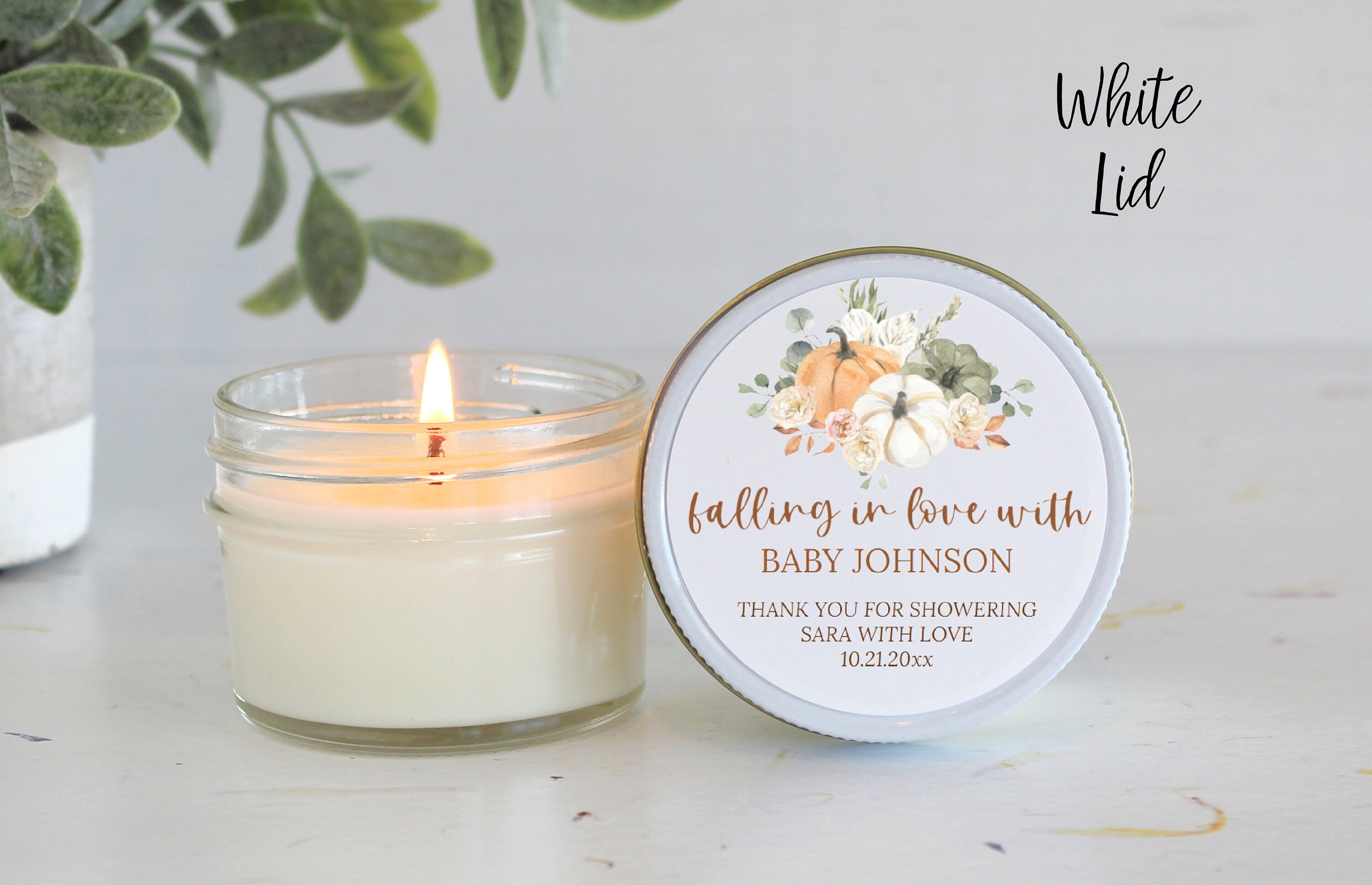 Pumpkin Baby Shower Candle Favors / Falling in love / Fall Baby Shower / Custom Candle / Girl Baby Shower / Boy Baby Shower / For Guests