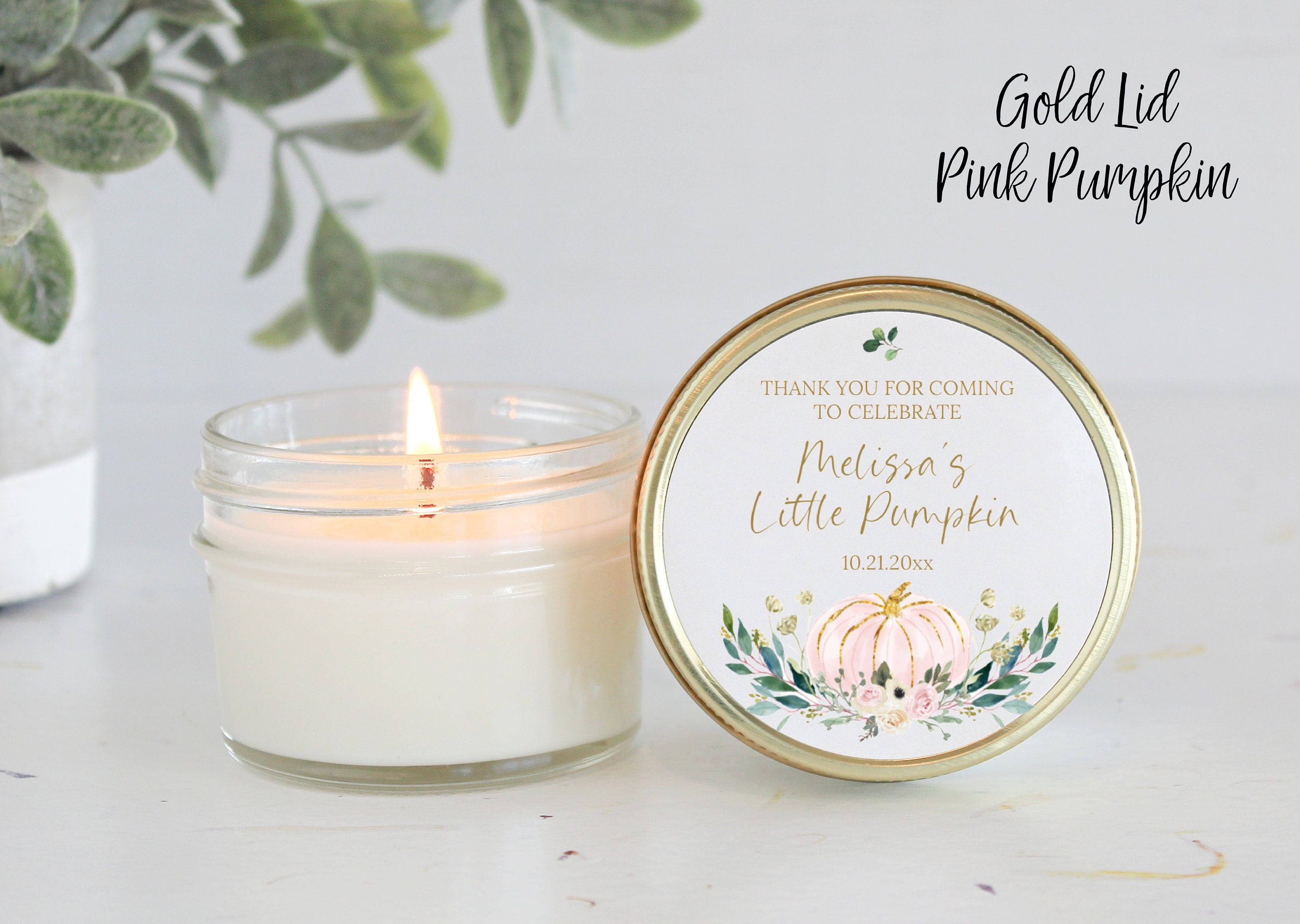 Little Pumpkin Favor / Fall Baby Shower Favor / Personalized 4 oz Soy Candle Favor / Girl Baby Shower / Boy Baby Shower / Baby Shower Favor