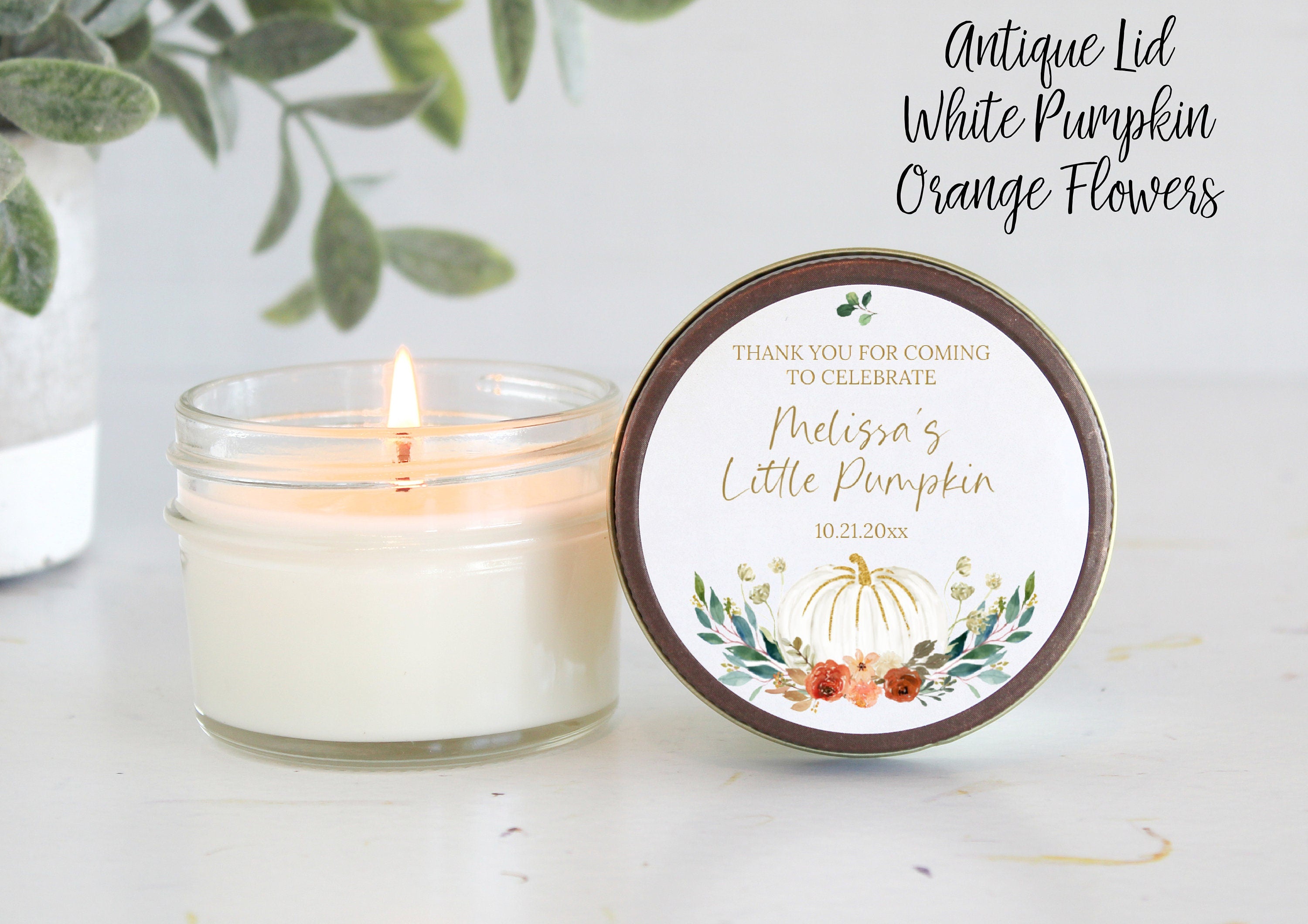 Little Pumpkin Favor / Fall Baby Shower Favor / Personalized 4 oz Soy Candle Favor / Girl Baby Shower / Boy Baby Shower / Baby Shower Favor
