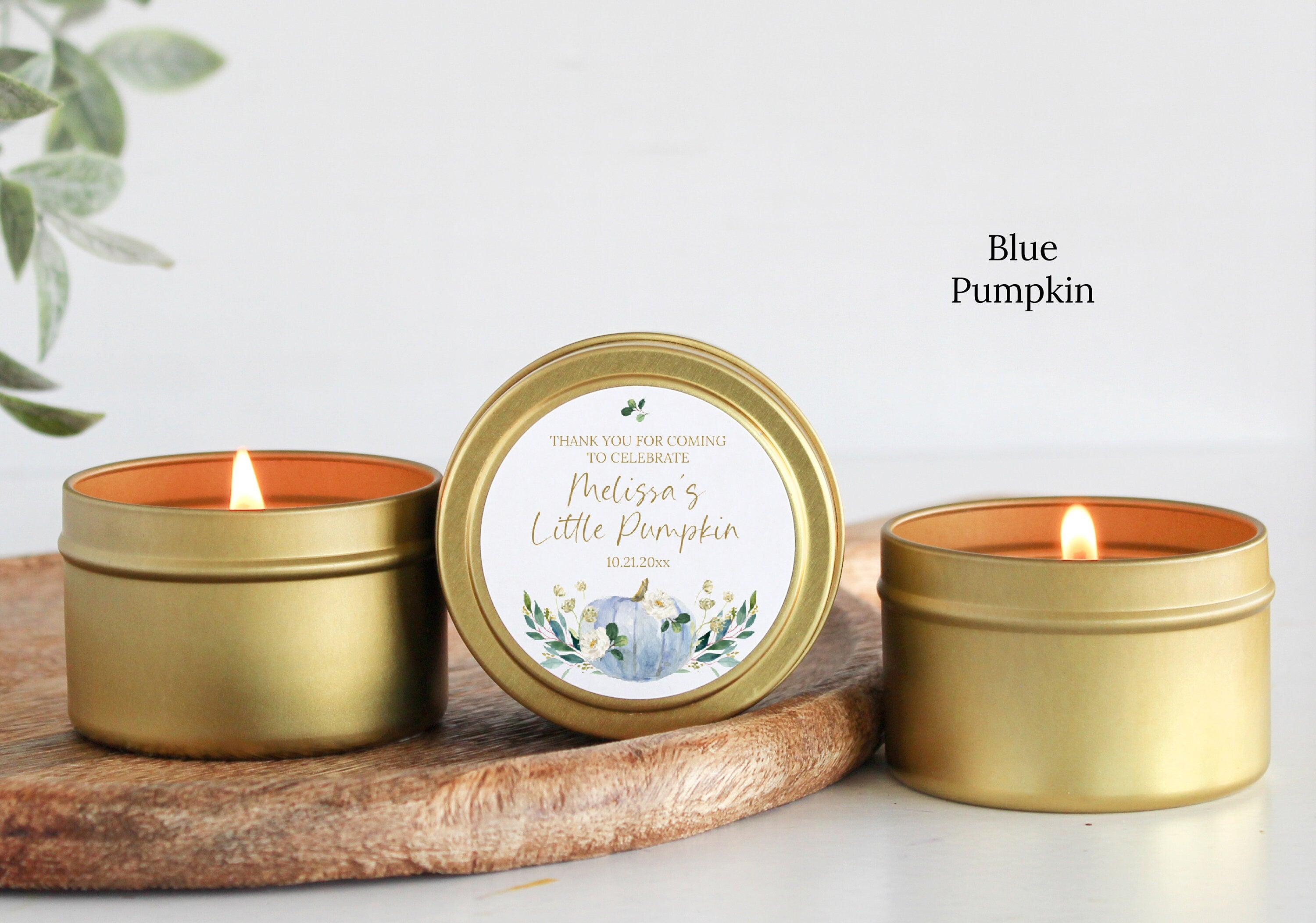 Little Pumpkin Party Favors / For Guests in Bulk / Baby Shower Candles / Pumpkin Favors / Set of 10 / Gold Tin / For Girls / For Boys