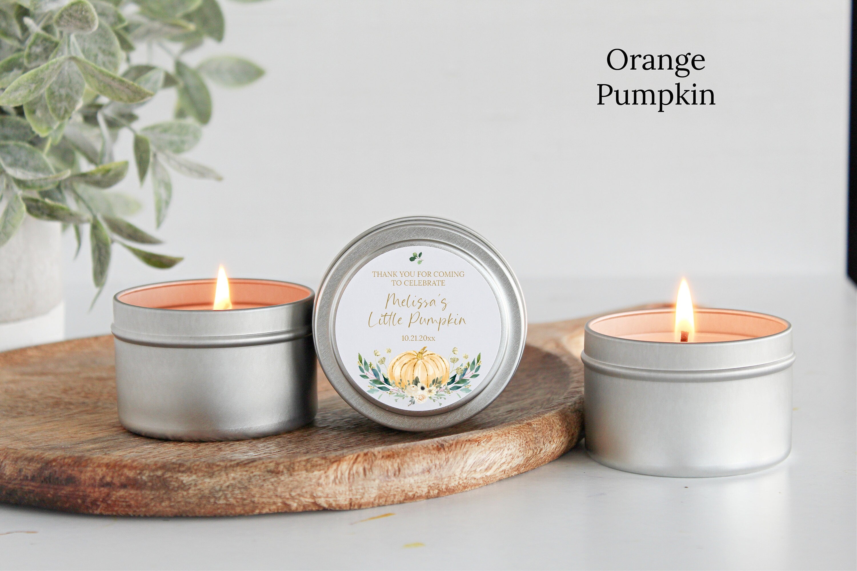 Little Pumpkin Party Favors / For Guests in Bulk / Baby Shower Candles / Pumpkin Favors / Set of 10 / Gold Tin / For Girls / For Boys