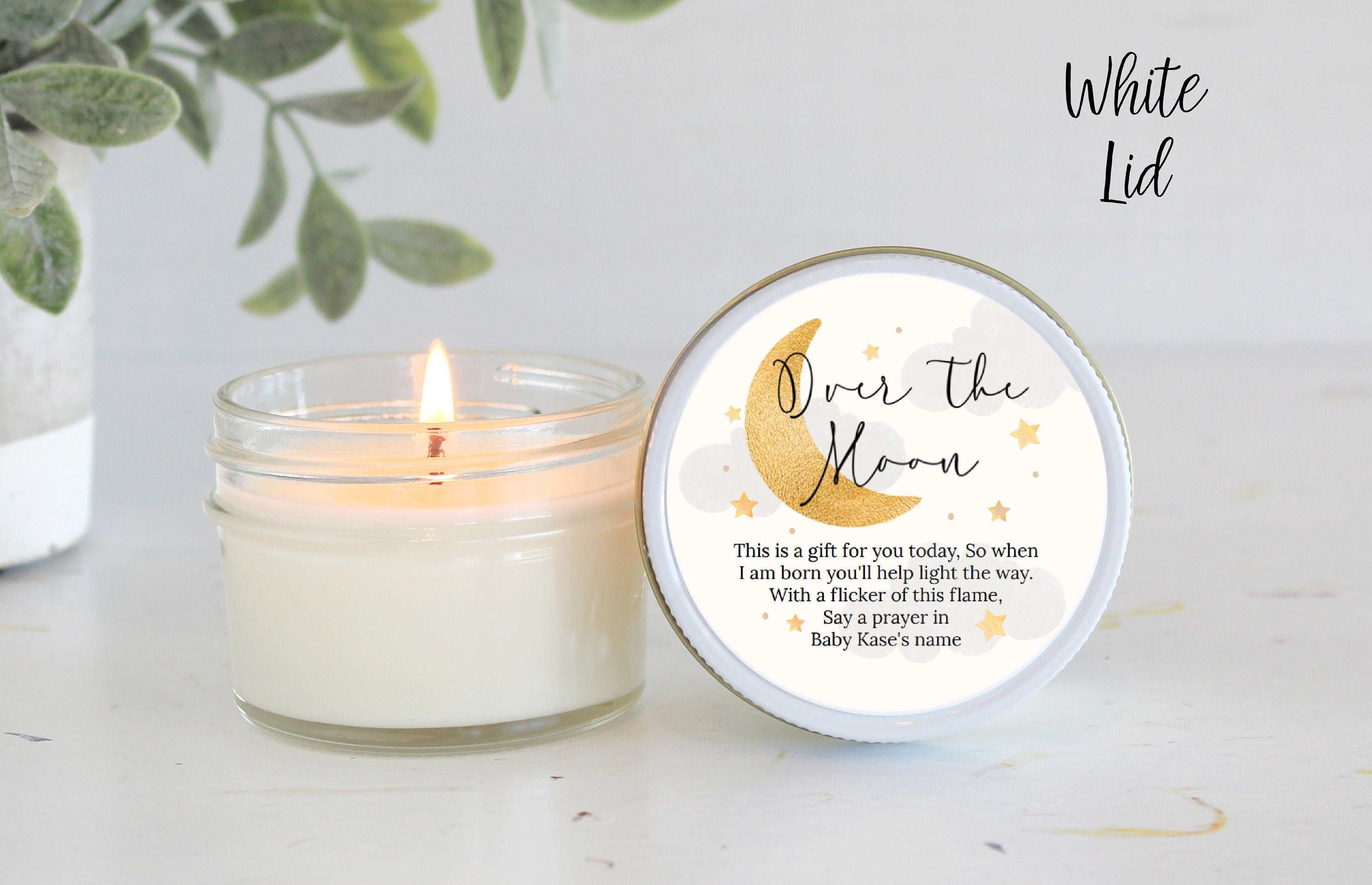 Over the Moon Baby Shower Favors / 4 oz Soy Candle Favor / Love you to the moon and back / Boy Baby Shower / Girl Baby Shower