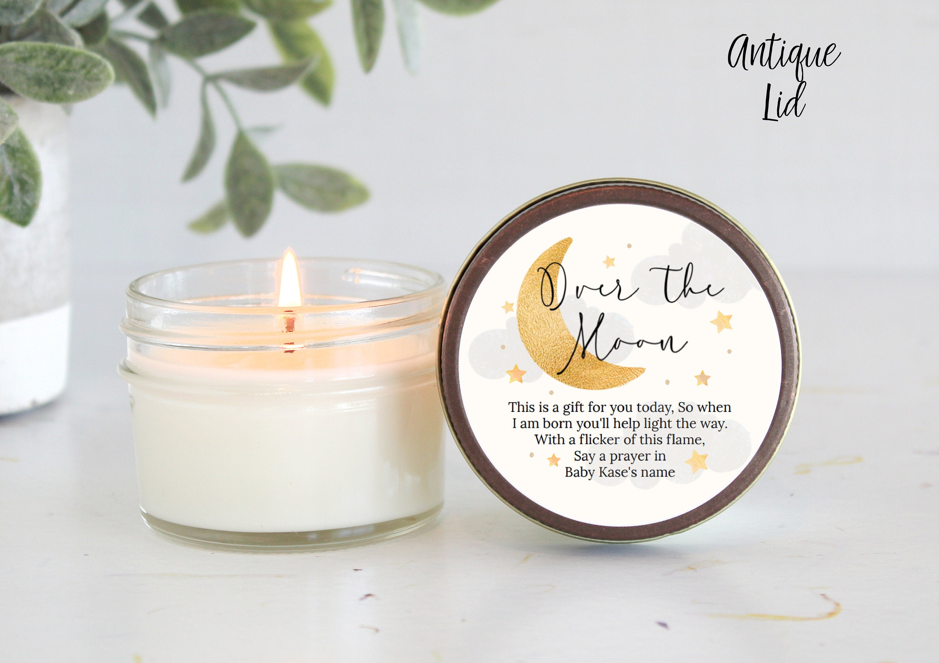 Over the Moon Baby Shower Favors / 4 oz Soy Candle Favor / Love you to the moon and back / Boy Baby Shower / Girl Baby Shower