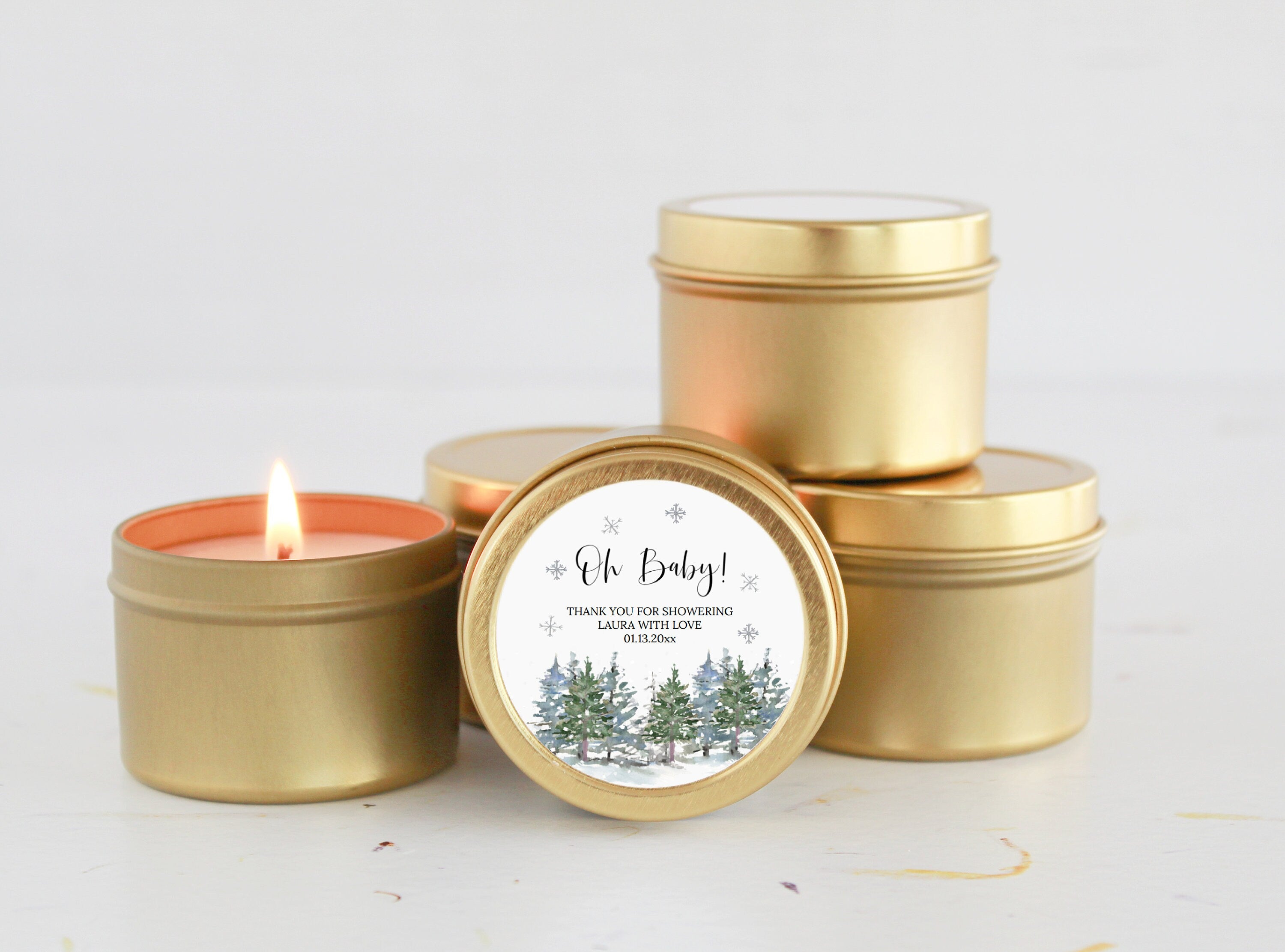 Winter Baby Shower / Candle Favors / For Guests in Bulk / Baby it's Cold Outside / Winter Wonderland / Christmas Baby / Poem Favor