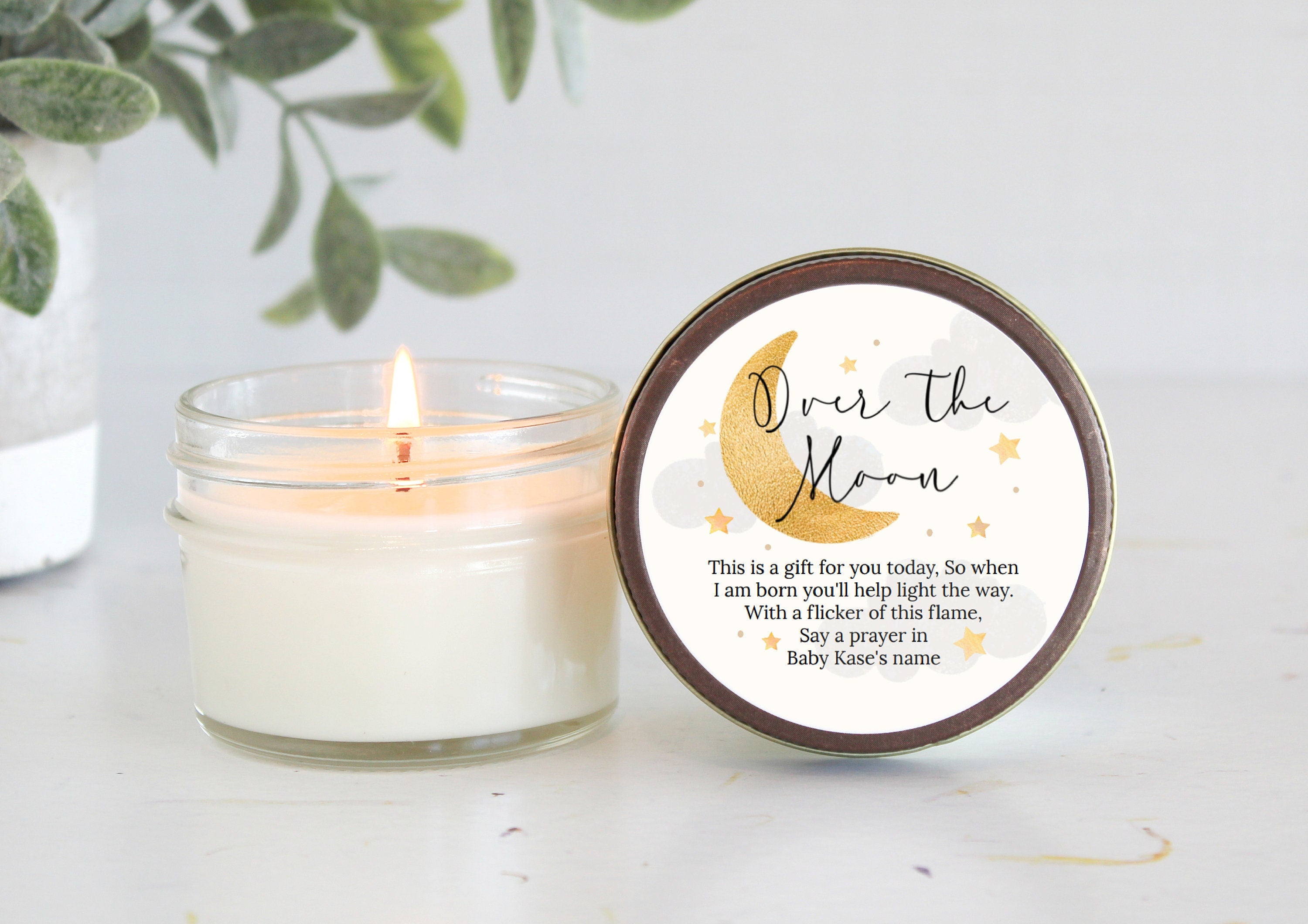 Over the Moon Baby Shower Favors / 4 oz Soy Candle Favor / Love you to the moon and back / Boy Baby Shower / Girl Baby Shower