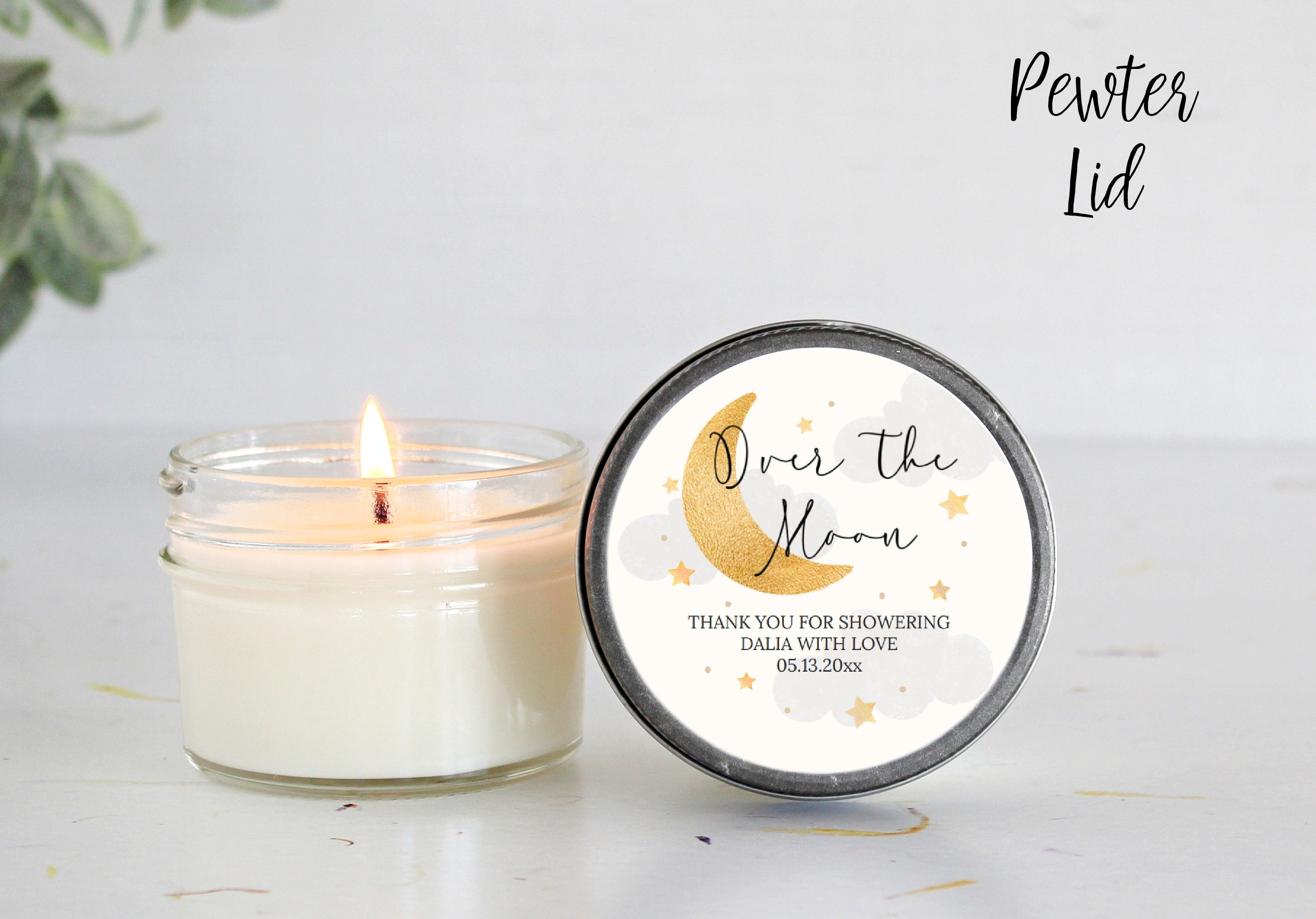 Over the Moon Baby Shower Favors / 4 oz Soy Candle Favor / Love you to the moon and back / Boy Baby Shower / Girl Baby Shower