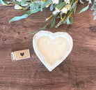 Heart Dough Bowl Candle / 3 wick Wood Bowl Candle / Valentines Day Gift / Pure Soy Candle / Scented Candle / Handpoured / Gift for Her