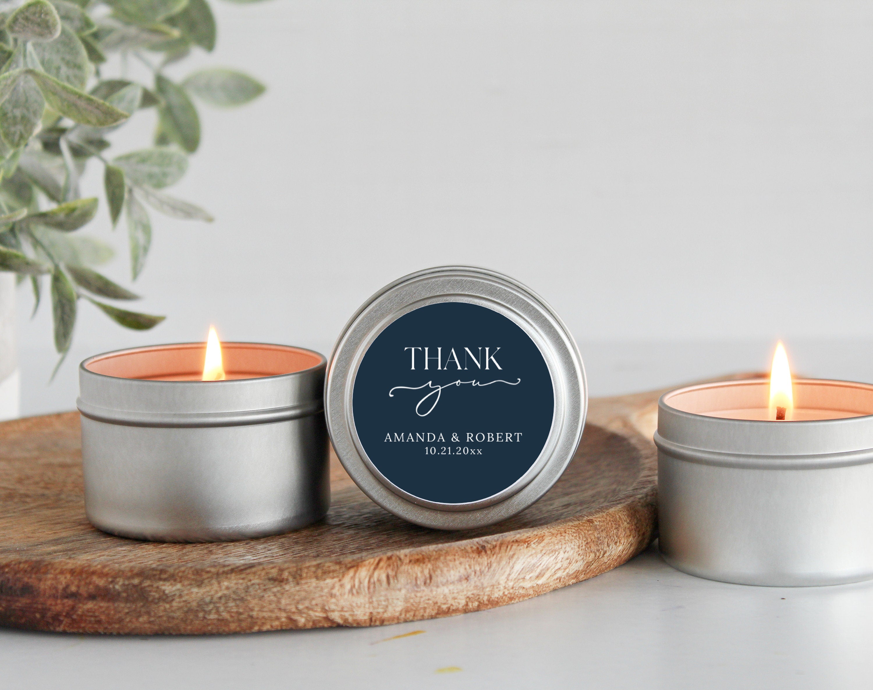 Wedding Favors for Guests Bulk / Thank You Custom Candle Favor / Shower Favors Personalized / Set of 10 / Gold Tins /