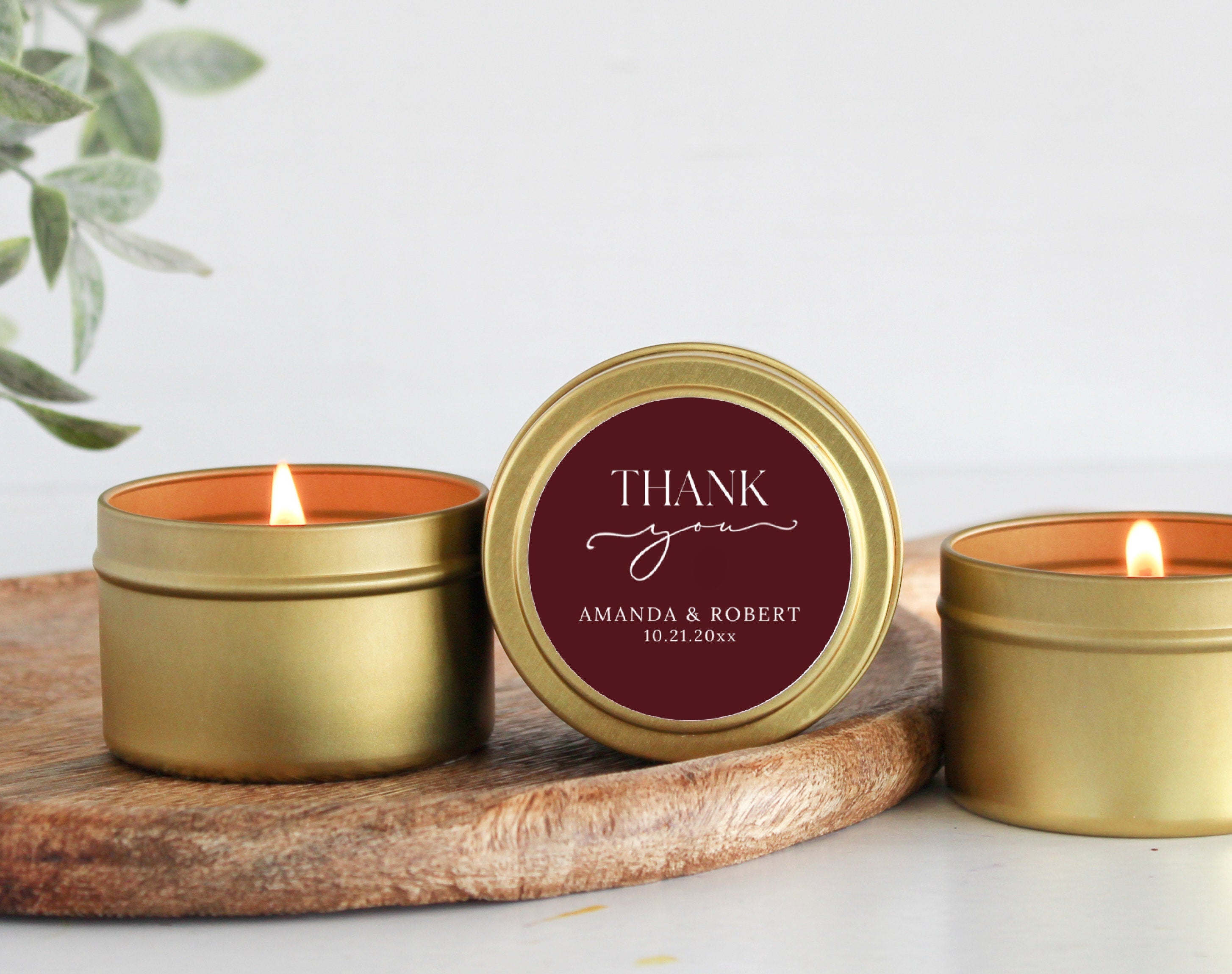 Wedding Favors for Guests Bulk / Thank You Custom Candle Favor / Shower Favors Personalized / Set of 10 / Gold Tins /