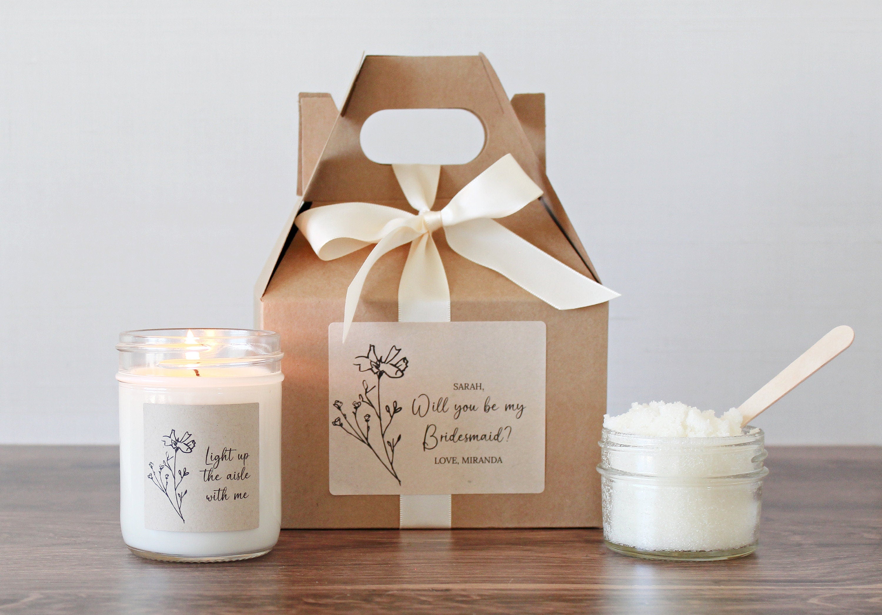 Bridesmaids Proposal Personalized Gift Boxes Will You Be My Bridesmaid Box Set Maid - Matron of Honor Proposal Light up the aisle with me