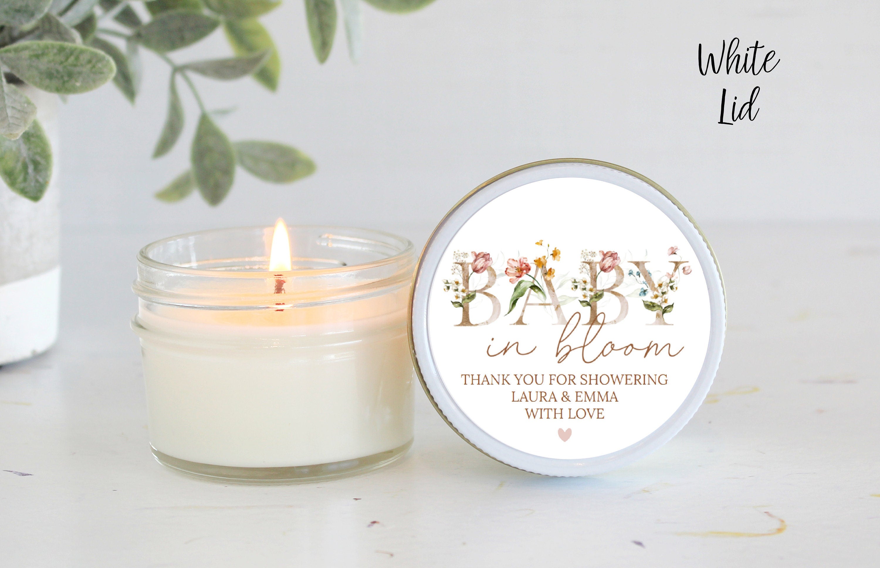 Baby in Bloom Candle Favors / For Guests Bulk / Baby Shower Favors / 4 oz Soy Candle Favors / Girl Baby Shower / Wildflower / Party Favors