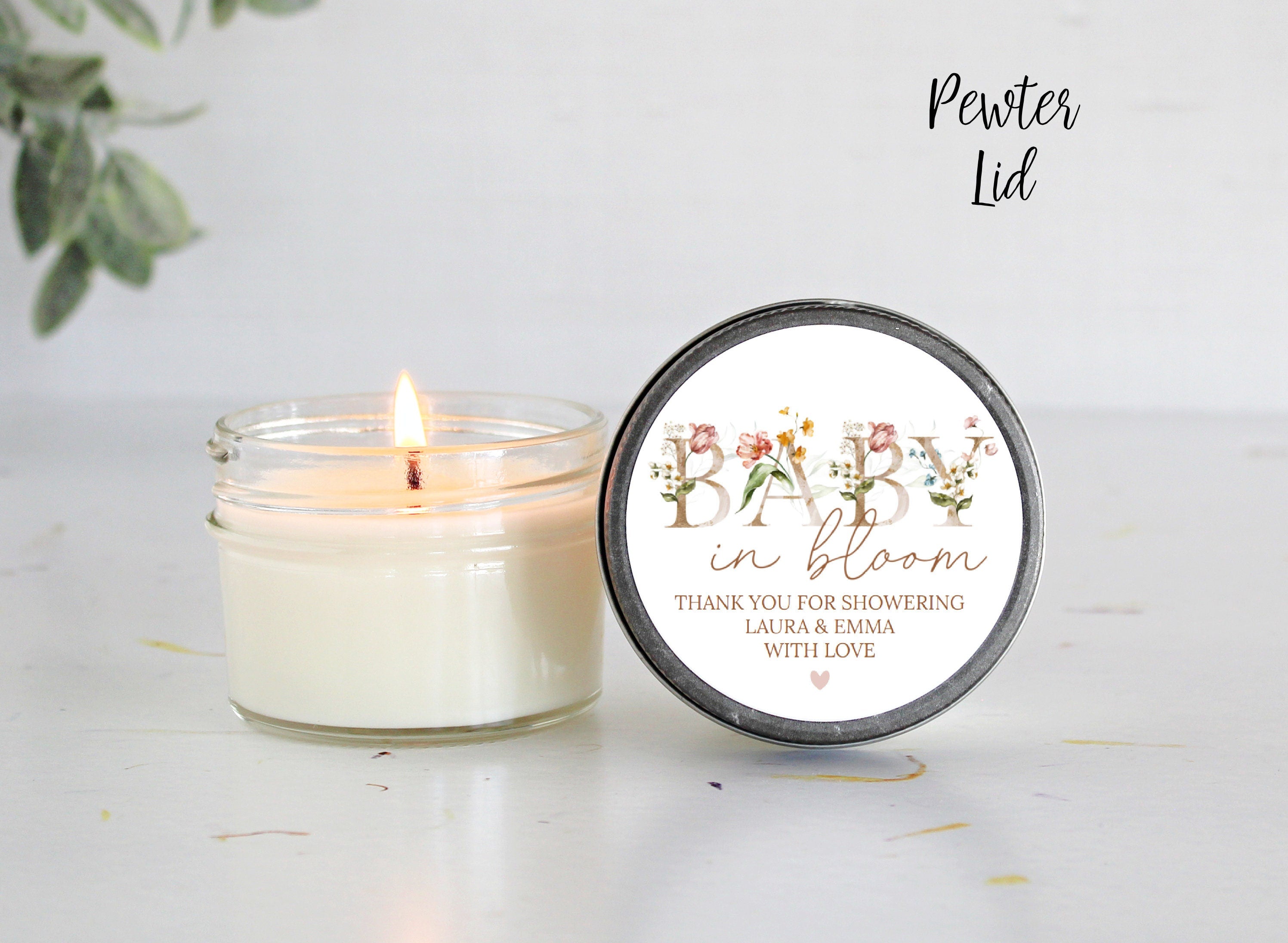 Baby in Bloom Candle Favors / For Guests Bulk / Baby Shower Favors / 4 oz Soy Candle Favors / Girl Baby Shower / Wildflower / Party Favors
