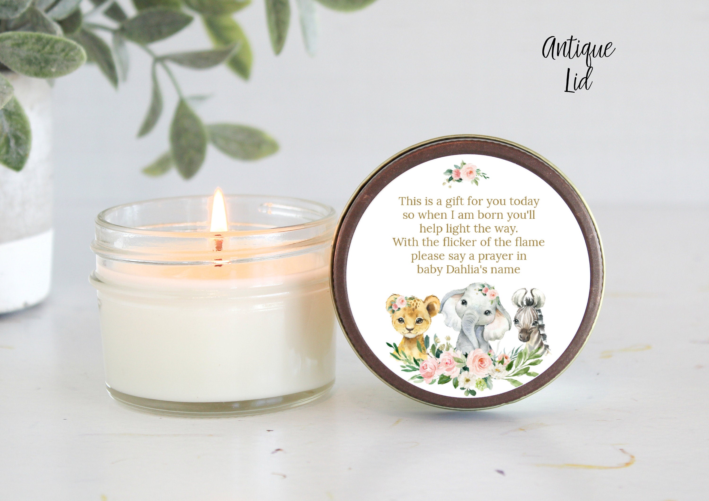 Safari Baby Shower Favors / 4 oz Custom Candle / Jungle Favors / Wild One / Boy Baby Shower / Girl Baby Shower / Poem Candle