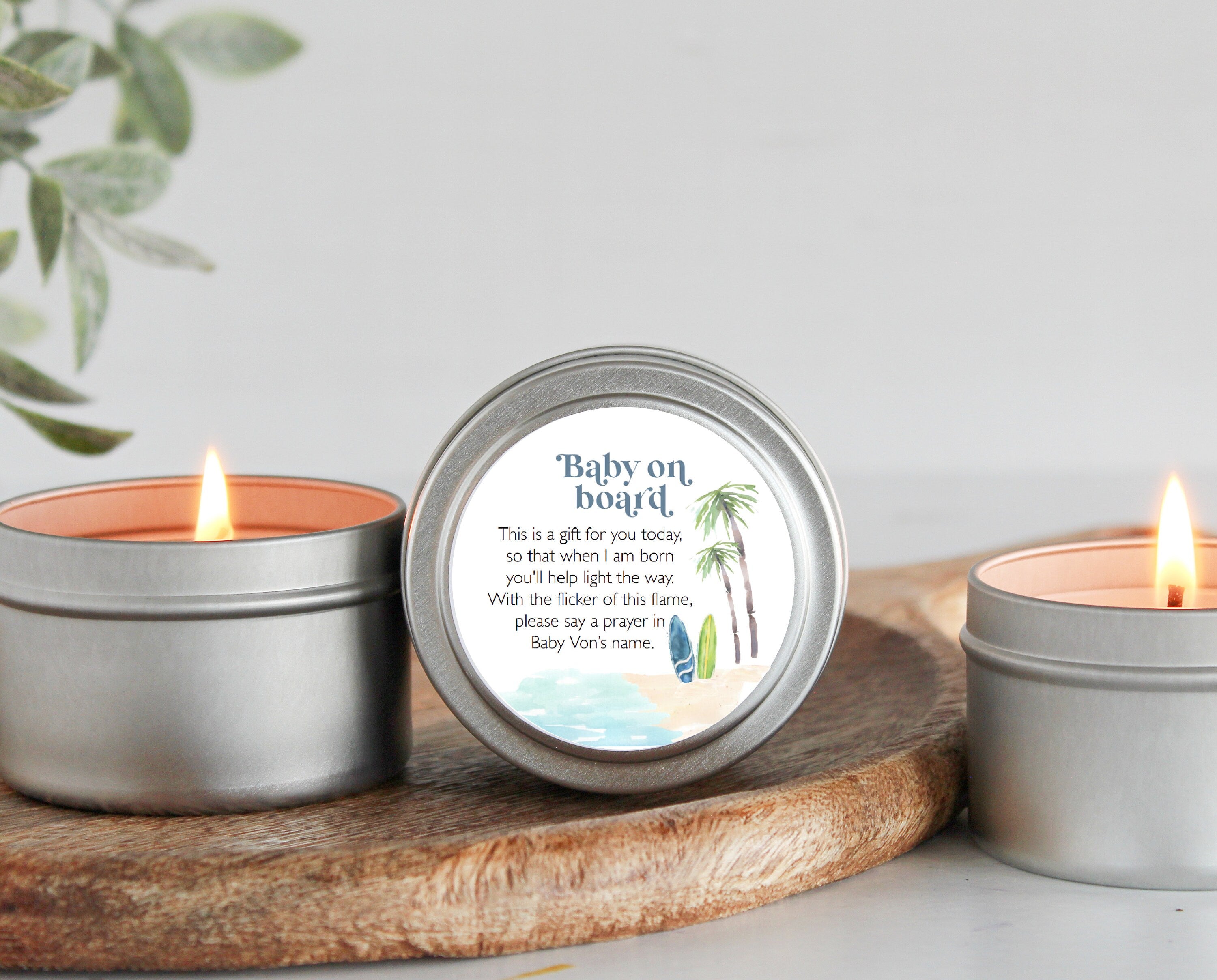 Baby on Board Baby Shower Favors / Set of 10 Candle favors for Guests in Bulk / Beach Shower / Baby Boy Shower / Surfboard / Personalized