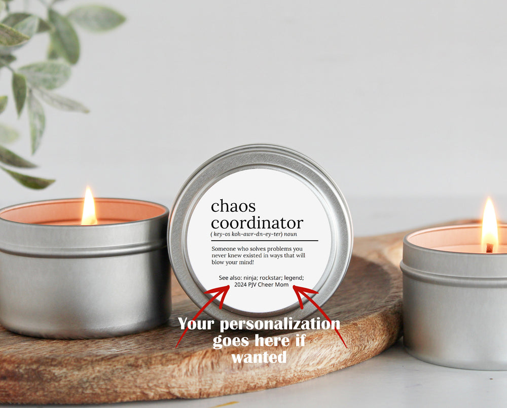 Chaos Coordinator / Bulk Candles / Set of 10 / Teacher Appreciation Gift / Coach / Pre School / Kindergarten / Personalized Gifts Team Gift