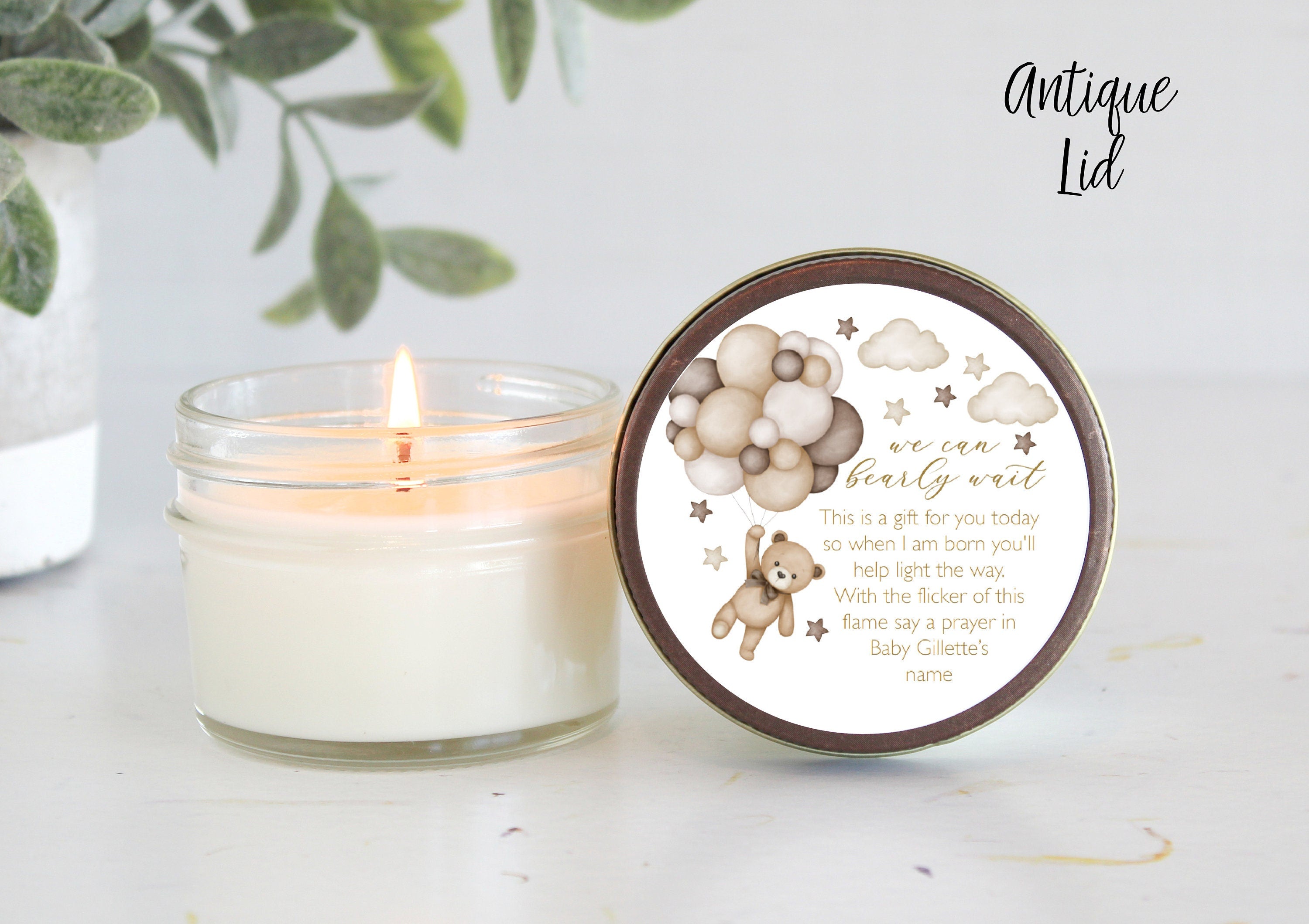 Teddy Bear Baby Shower Favors / 4 oz Soy Candle Favor / Balloon Favor / We can Bearly Wait / Boy Baby Shower / Girl Baby Shower