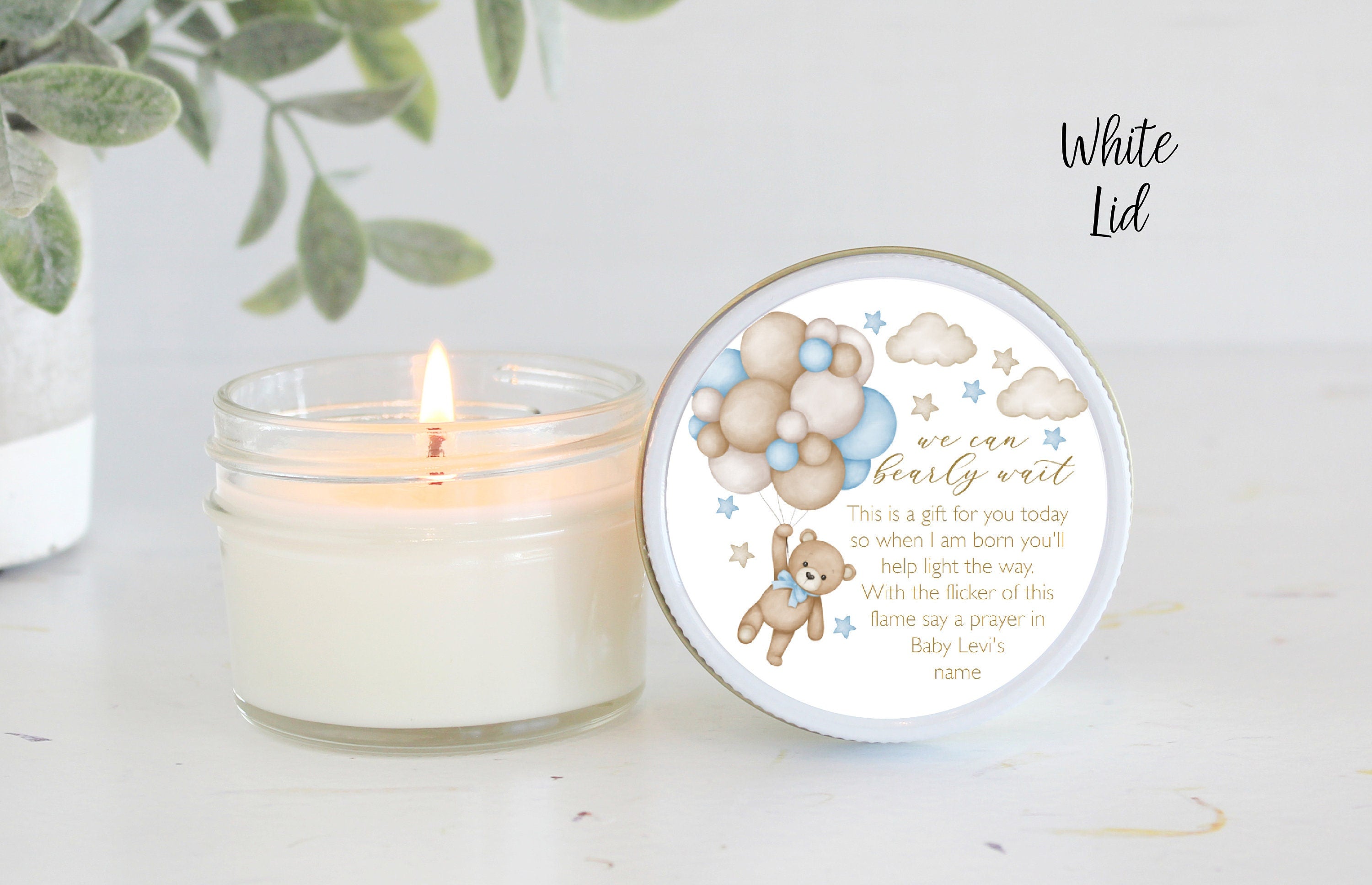 Teddy Bear Baby Shower Favors / 4 oz Soy Candle Favor / Balloon Favor / We can Bearly Wait / Boy Baby Shower / Girl Baby Shower