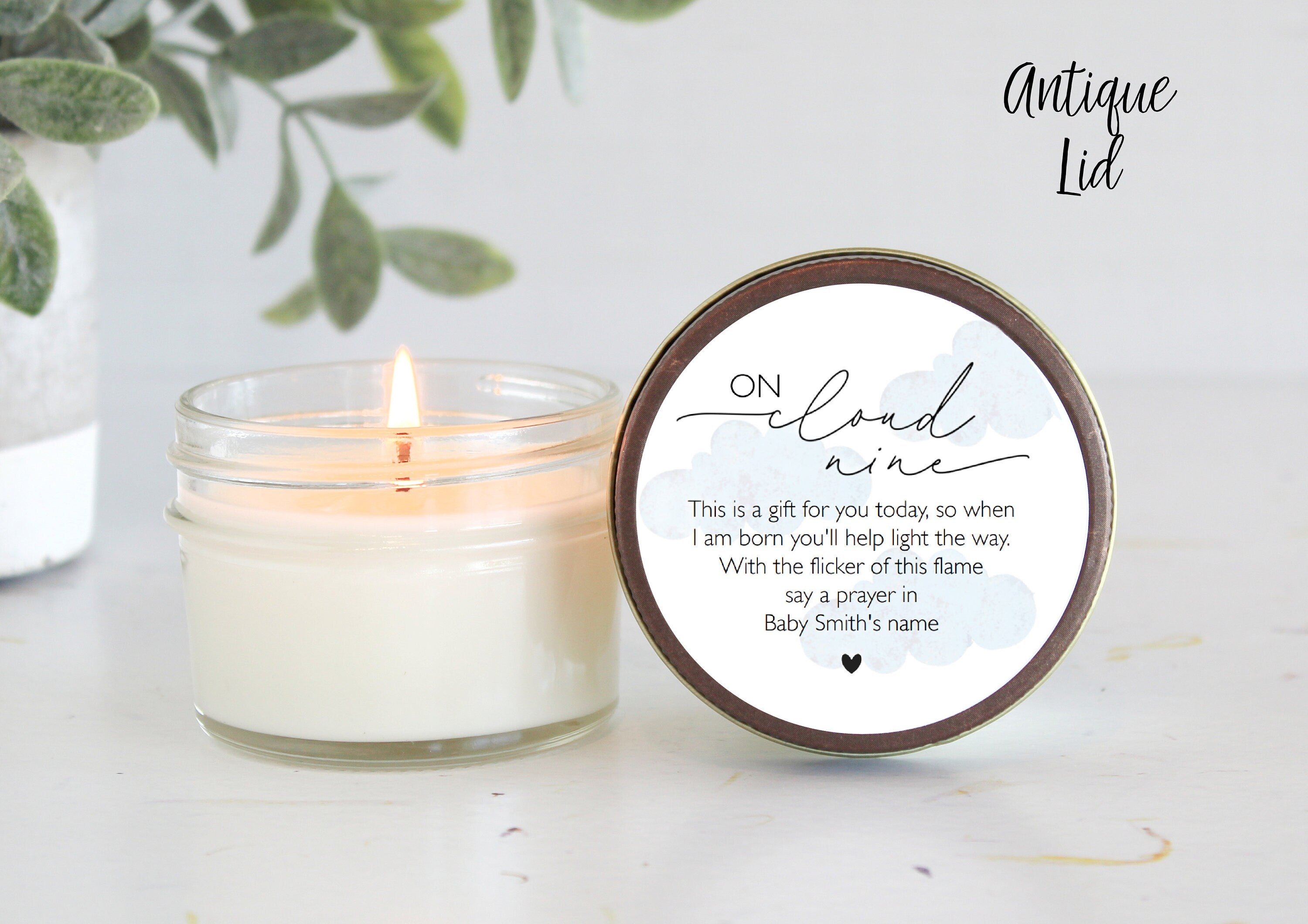 On Cloud Nine Baby Shower Favors / 4 oz Candle Favors / Baby Boy Shower / Baby Girl Shower / Baby Shower Gift / Personalized / Poem