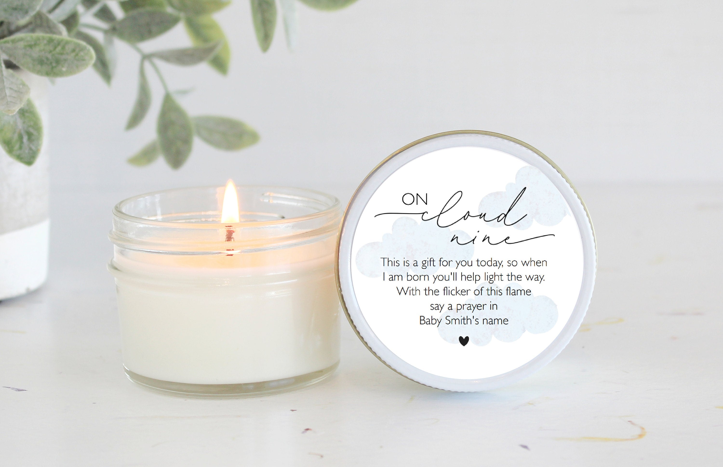 On Cloud Nine Baby Shower Favors / 4 oz Candle Favors / Baby Boy Shower / Baby Girl Shower / Baby Shower Gift / Personalized / Poem