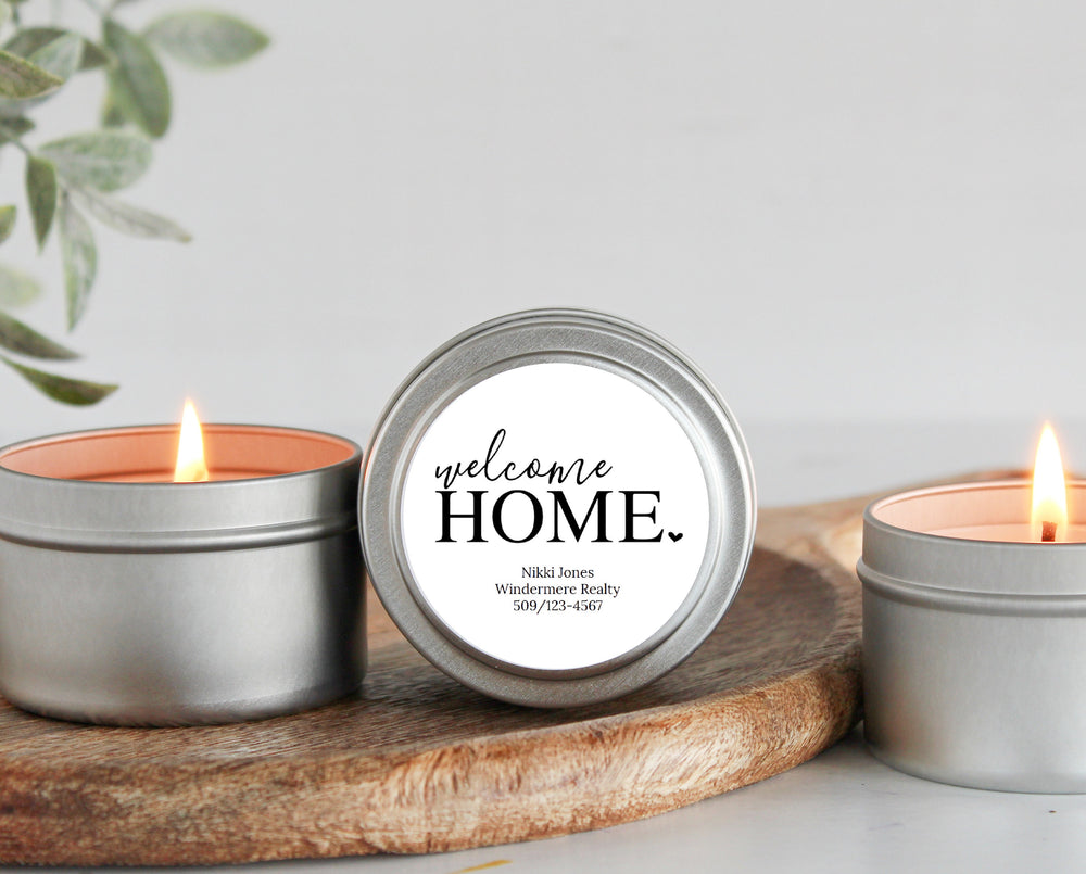 Personalized Welcome Home Candle Favors, Set of 10 Bulk Gift, Realtor Closing Present, New Home, Housewarming Gift, Title Company, Mortgage