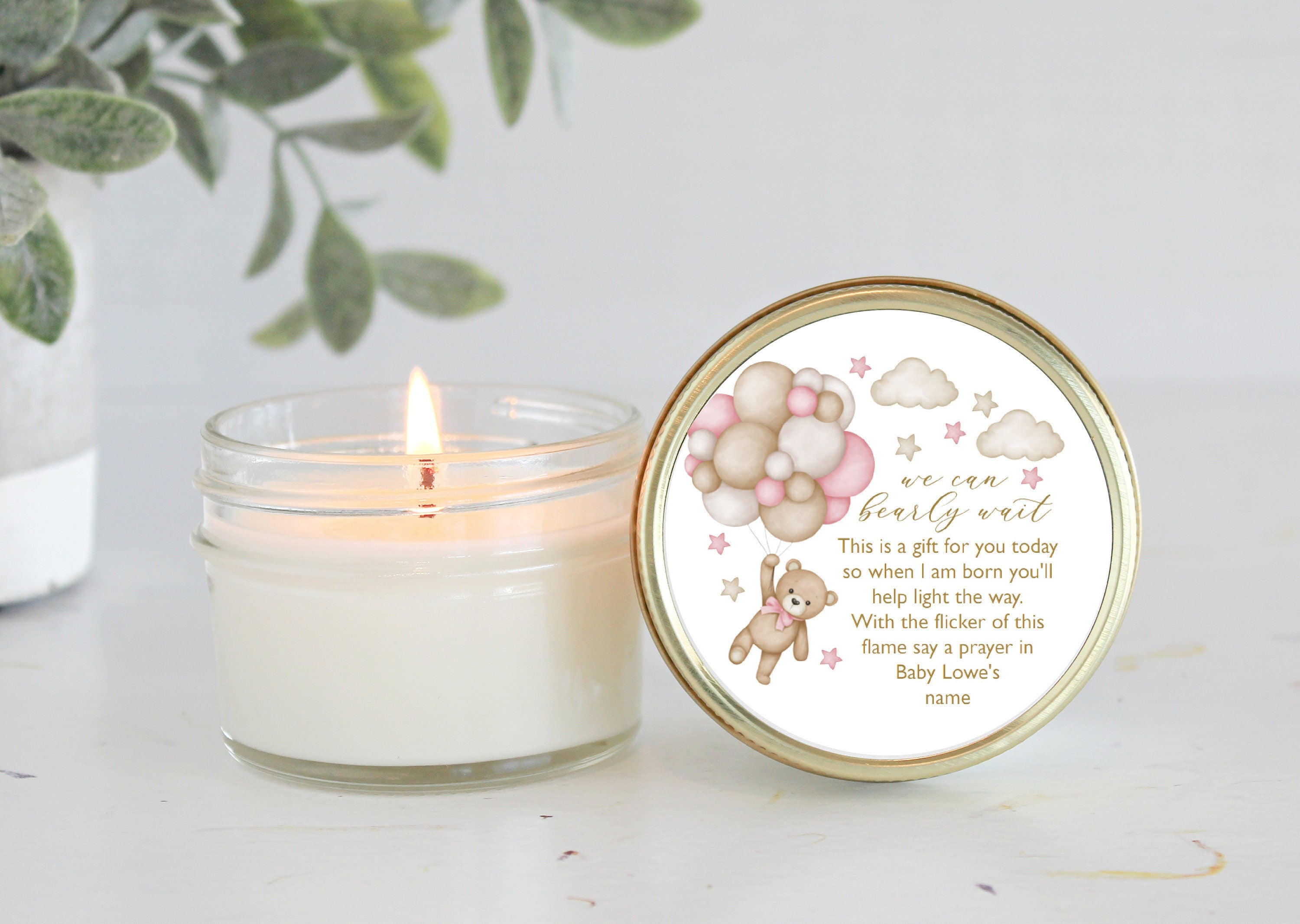 Teddy Bear Baby Shower Favors / 4 oz Soy Candle Favor / Balloon Favor / We can Bearly Wait / Boy Baby Shower / Girl Baby Shower